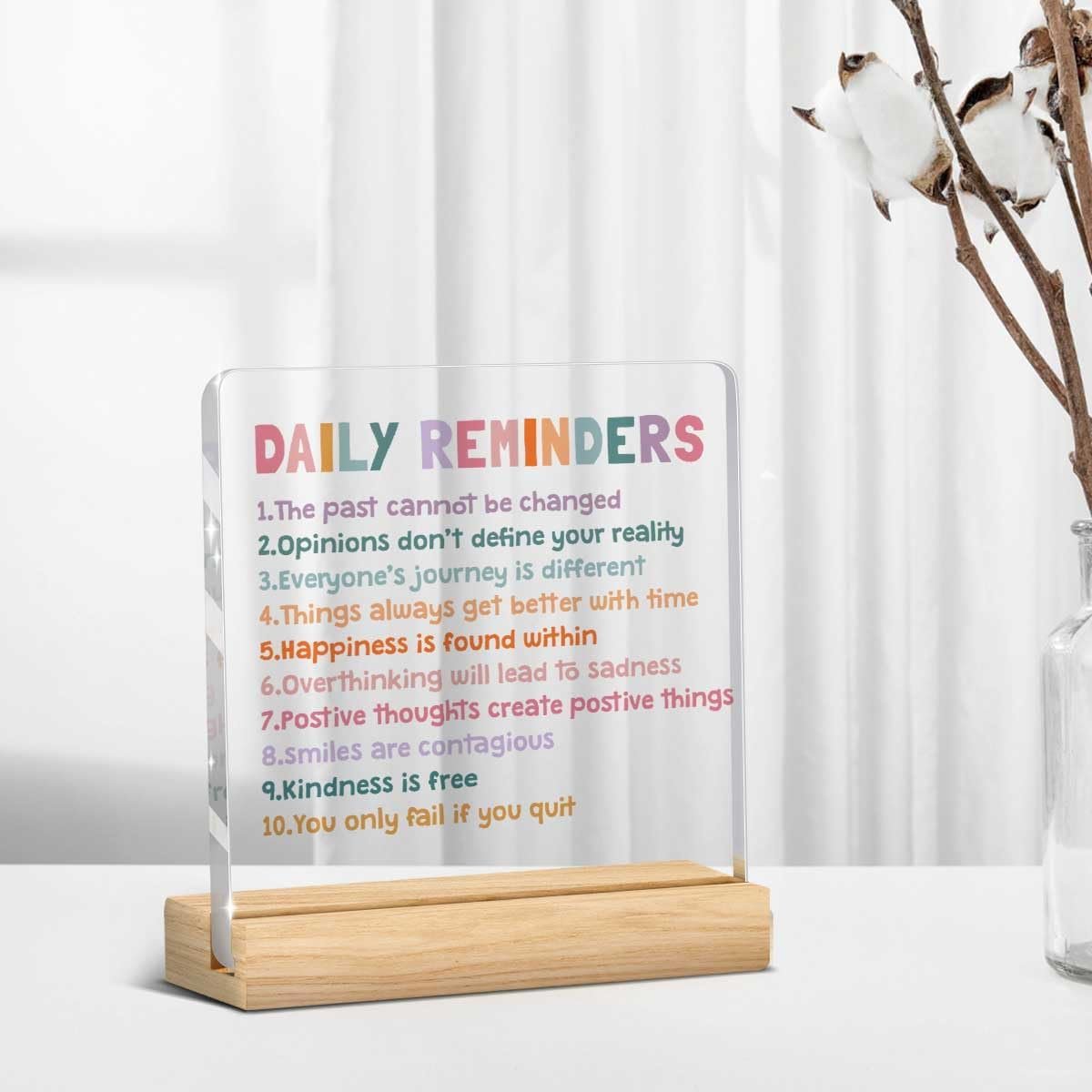 Inspirational Motivational Gifts Employee Appreciation Gifts Little Reminders You are Enough Clear Desk Decorative Sign Acrylic Sign With Wooden Stand for Office Desk Table Shelf-2