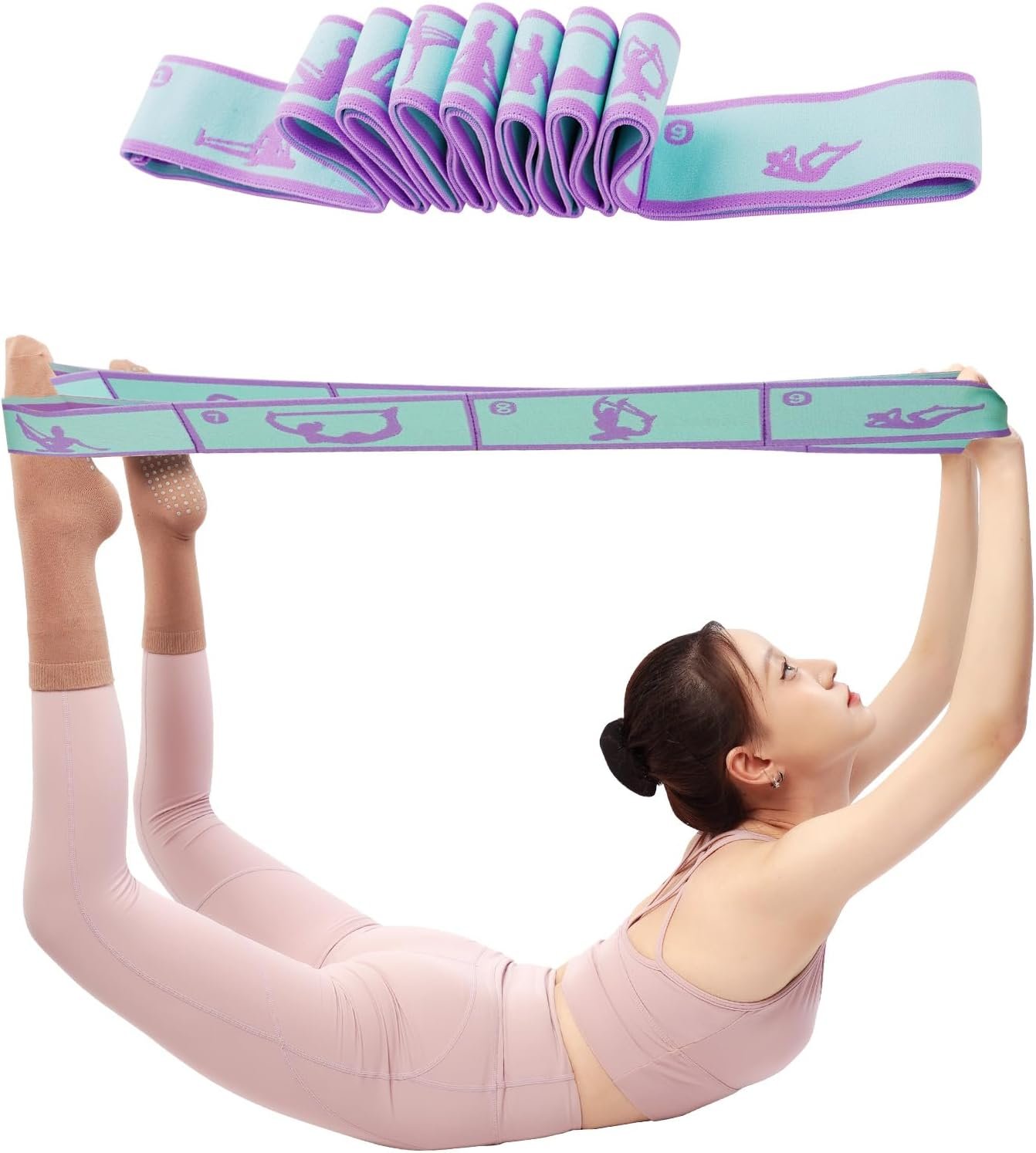 9 Loops Elastic Yoga Strap – Adjustable Stretching Band for Physical Therapy, Dance, Pilates & Gymnastics, Multi-Loop Exercise Band for Flexibility, Home Workout