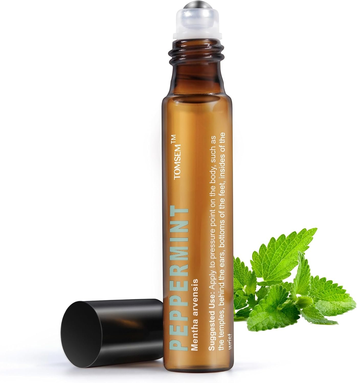 Peppermint Essential Oil Roll On, Mint Aromatherapy Rollerball, Cooling & Refreshing Scent for Travel, Focus, Relaxation, Easy-Apply Essential Oil Roller, 10ml/0.33 Fl Oz