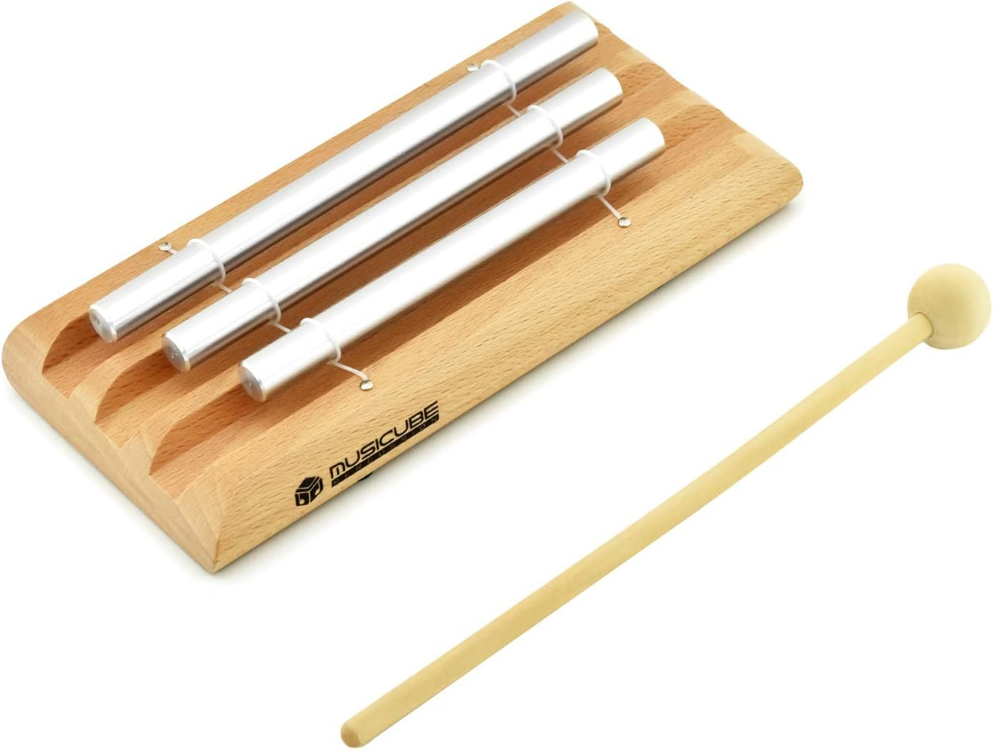 Meditation Chime with 3 Tone (C-E-G) Wooden Hand-held Chimes for Classroom Management, Yoga, Meeting and Sound Therapy, Chime Mallet Included