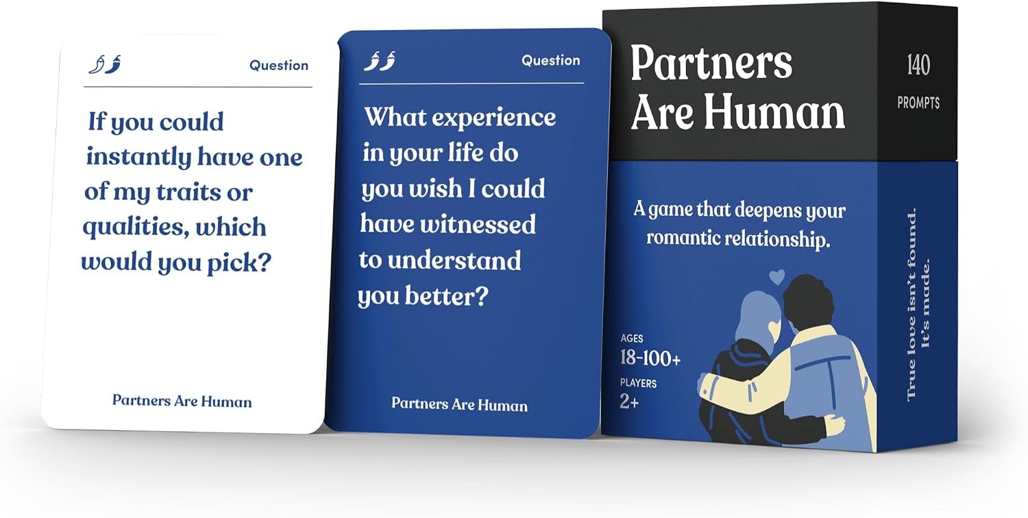 Partners are Human | 140 Conversation Cards to Help Deepen Romantic Relationships | Card Game for Bonding & Communication | Therapy for Adults