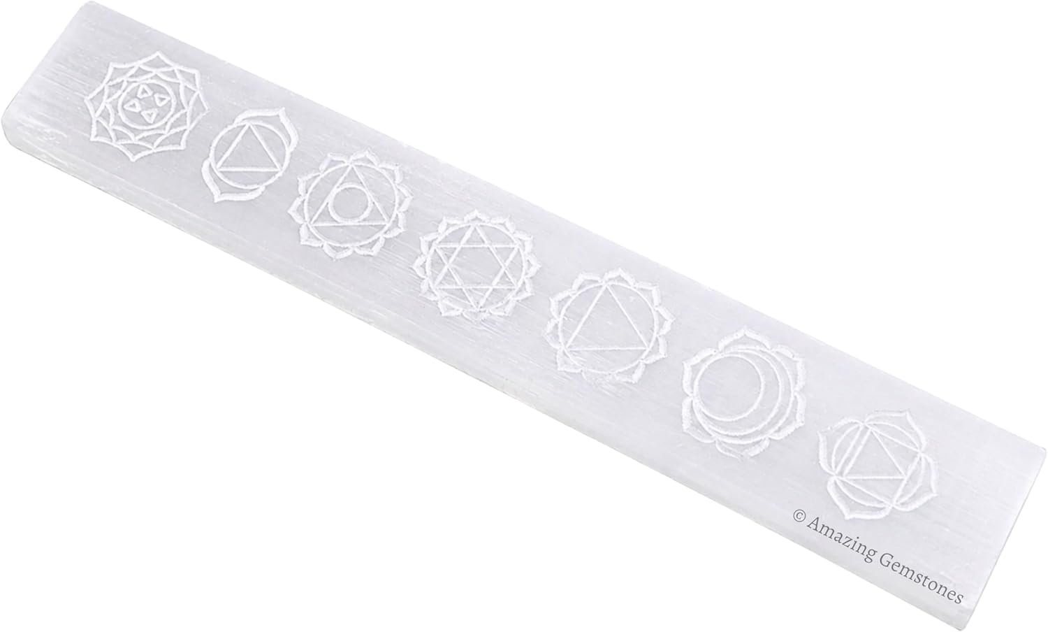 Amazing Gemstone Selenite Crystal Charging Plate for Crystals and Healing Stones, 7.5″ Selenite Crystal Plate Engraved Chakra Coaster for Home, Office Table Decor (Selenite Rectangle Stick)