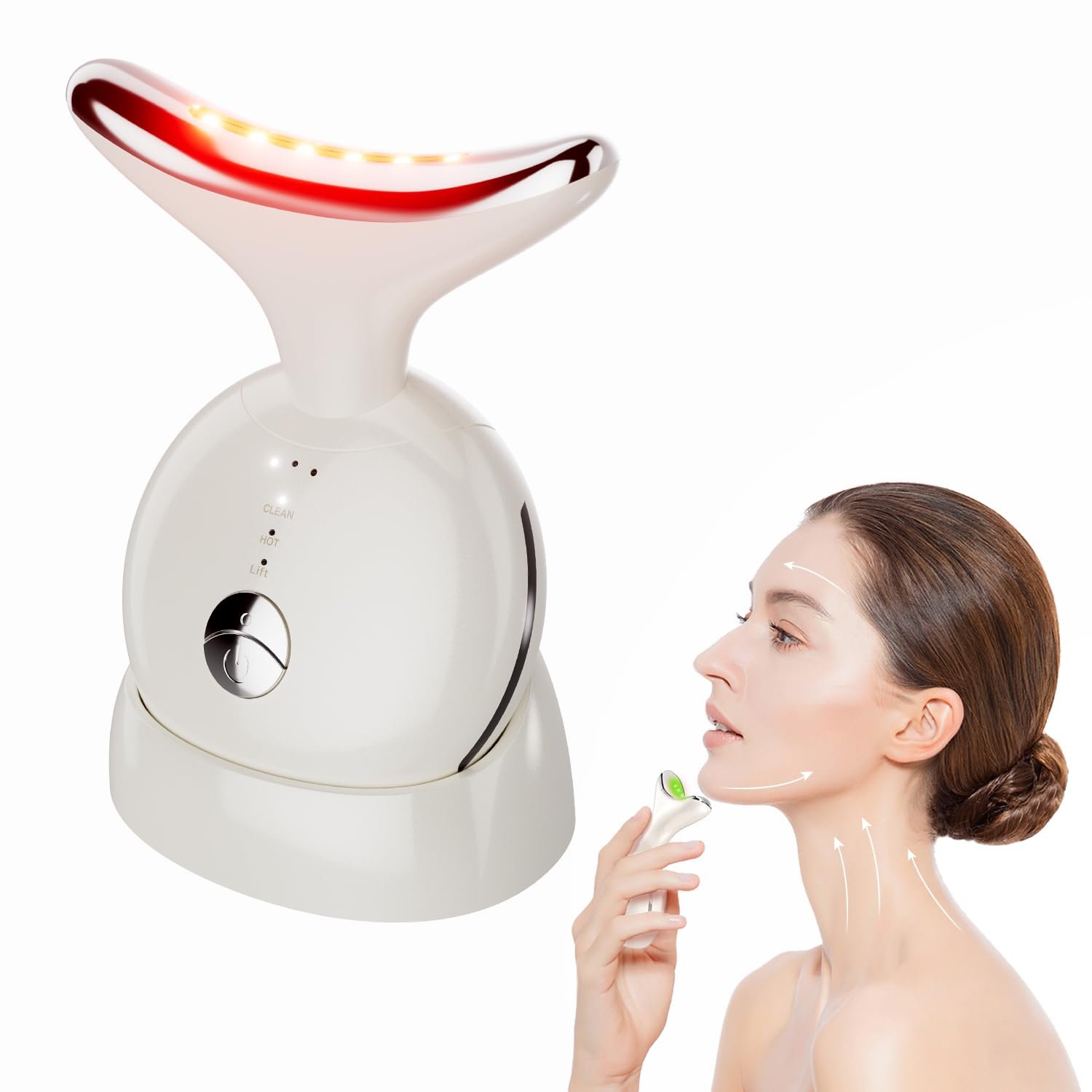 7 in 1 Face Massager Tool, Red Light Therapy for Face and Neck,Portable Face Lift Device, Neck Massager for Double Chin Reducer