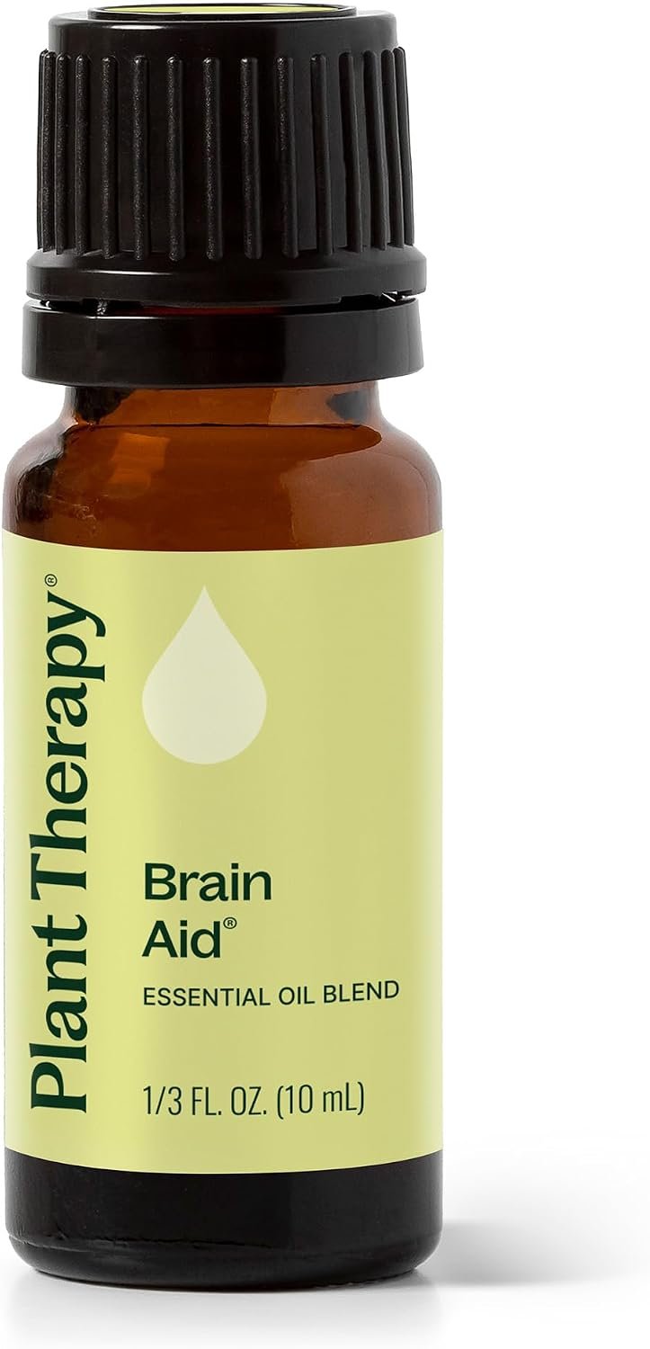 Plant Therapy Brain Aid Essential Oil Blend 10 mL (1/3 oz), 100% Pure & Undiluted, Aromatherapy for Focus, Concentration & Mental Clarity