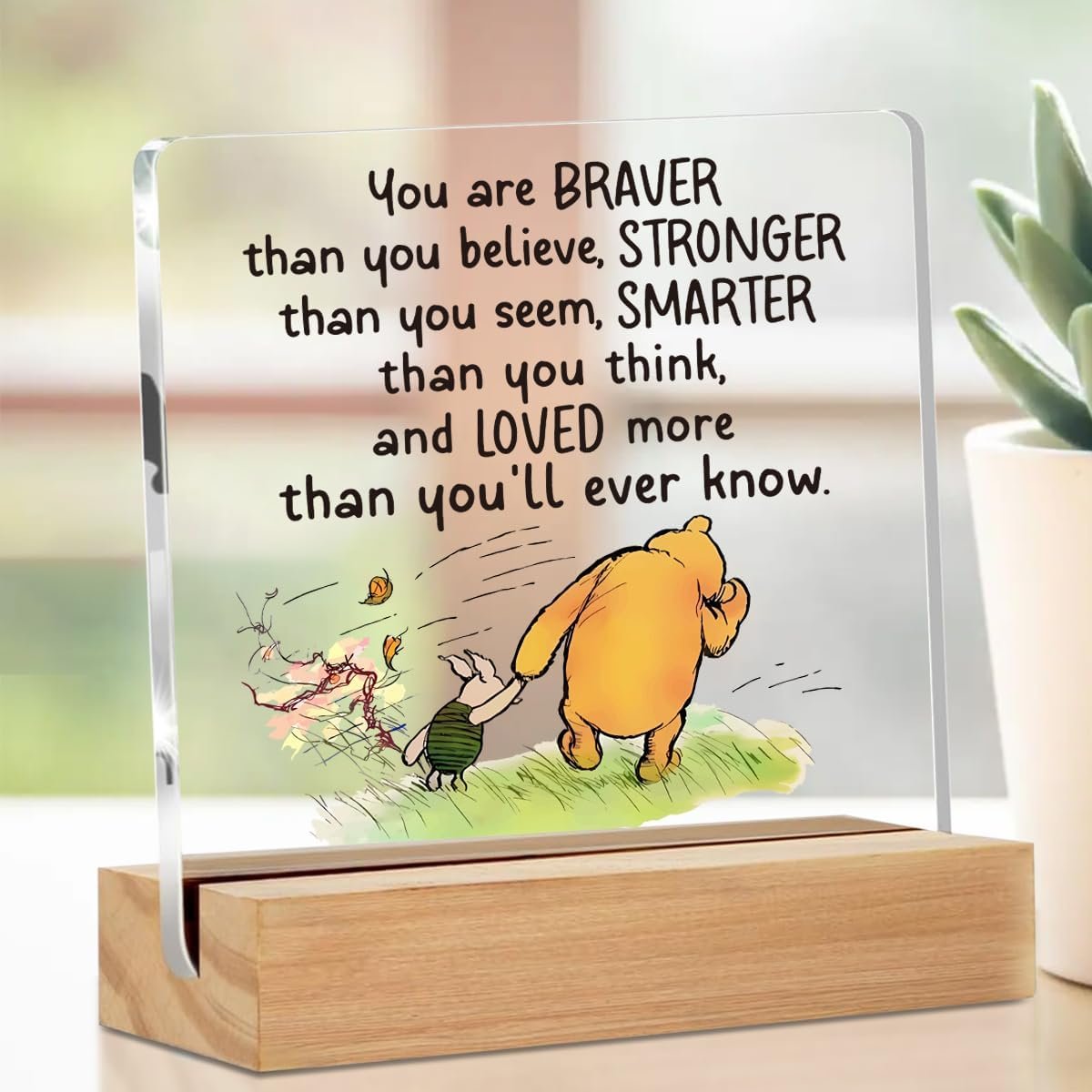 Inspirational Gifts for Women, Reminder Quotes Desk Decor Acrylic Sign with Wooden Stand, Motivational Gifts for Women Men Friends, Positive Desk Accessories Tabletop Cubicle Shelf