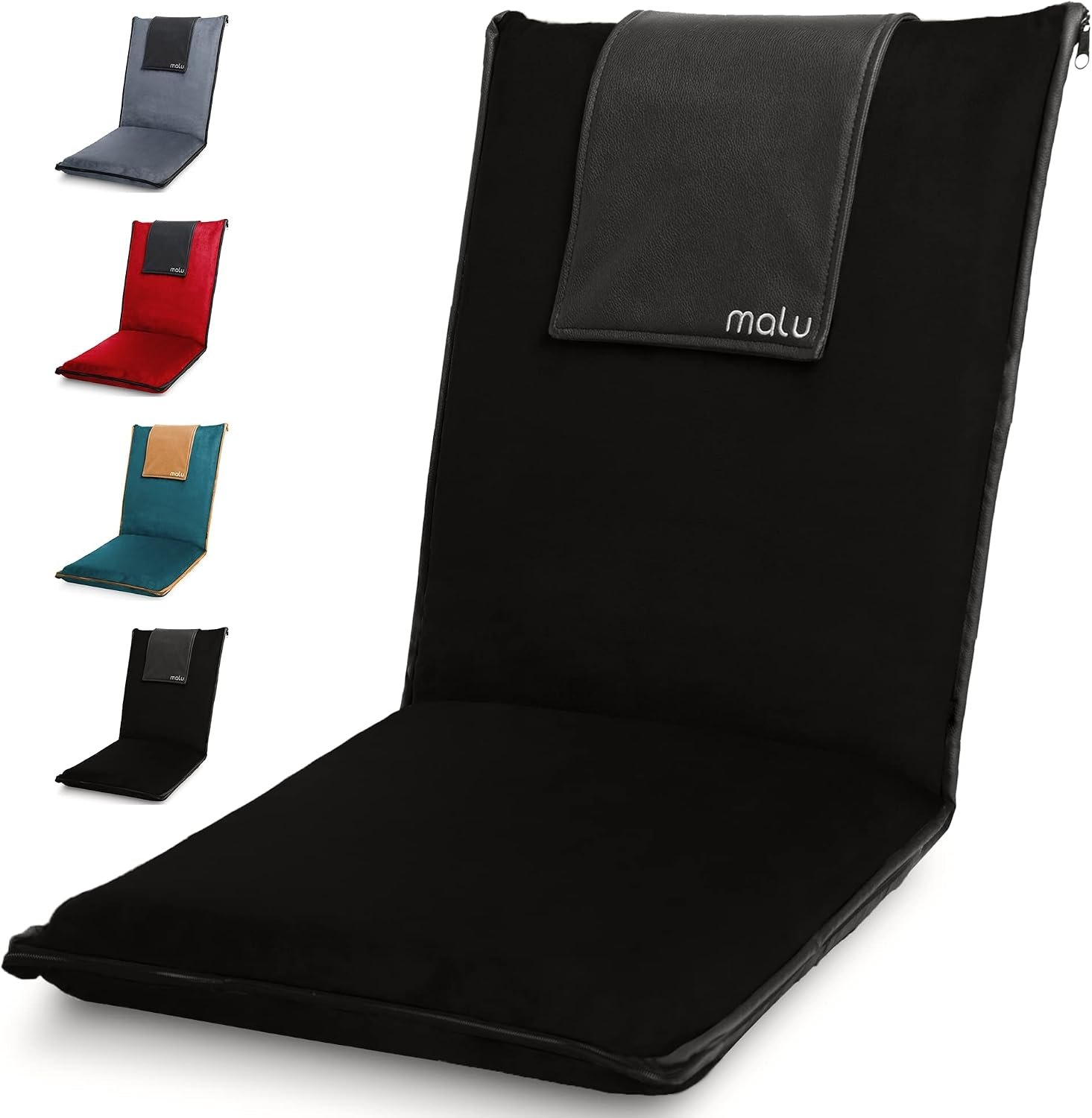 malu Extra Large Padded Floor Chair w/Back Support – Japanese Chair Meditation Cushion, Comfortable Folding Backrest, Removable Easy Wash Cover