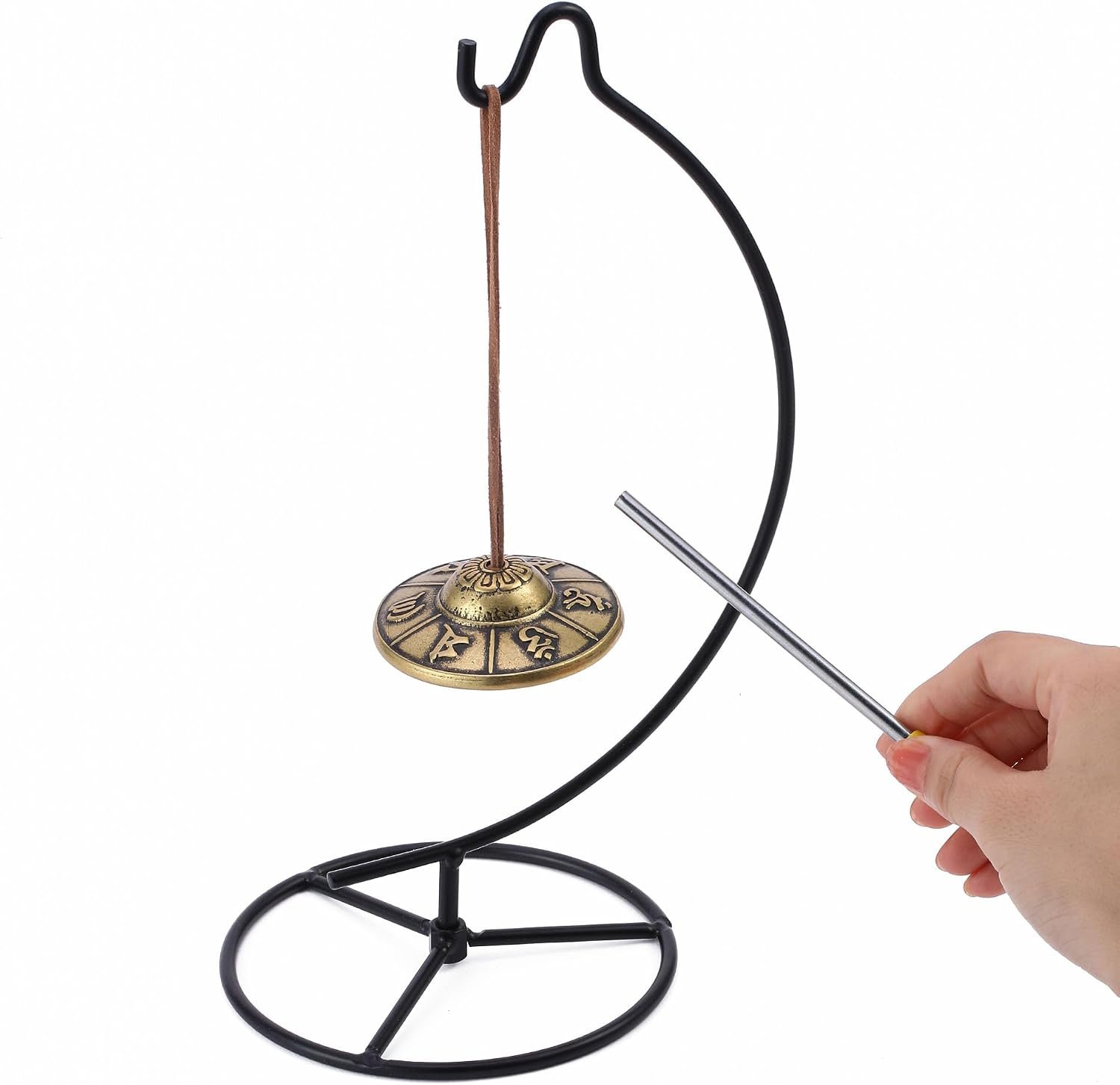 Tingsha Chime Bells 2.5″ Table Healing Bell with Striker,Tibetan Finger Cymbals for Spiritual Healing Mindfulness Meditation Yoga Buddhist, Relaxation(Om Mane Padme Hum Symbols Embossed)