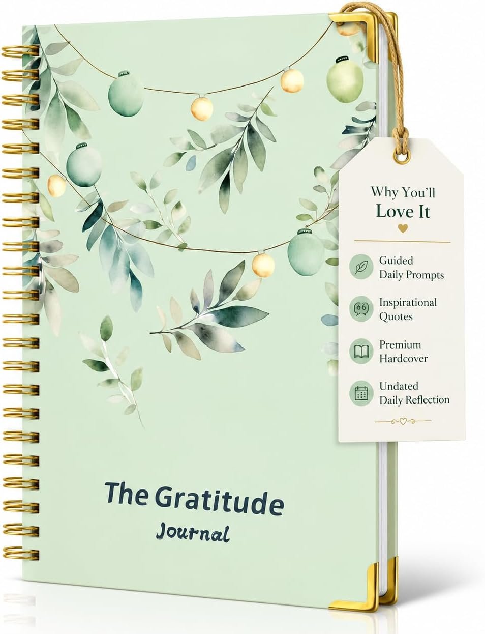 Gratitude Journal Hardcover,Colorful Layout Design for Women,Men,Teens, 5 Miunte Daily Gratitude Journal with Prompts for More Happiness, Mindfulness & Reflection, Daily Affirmations Spiral Bindding