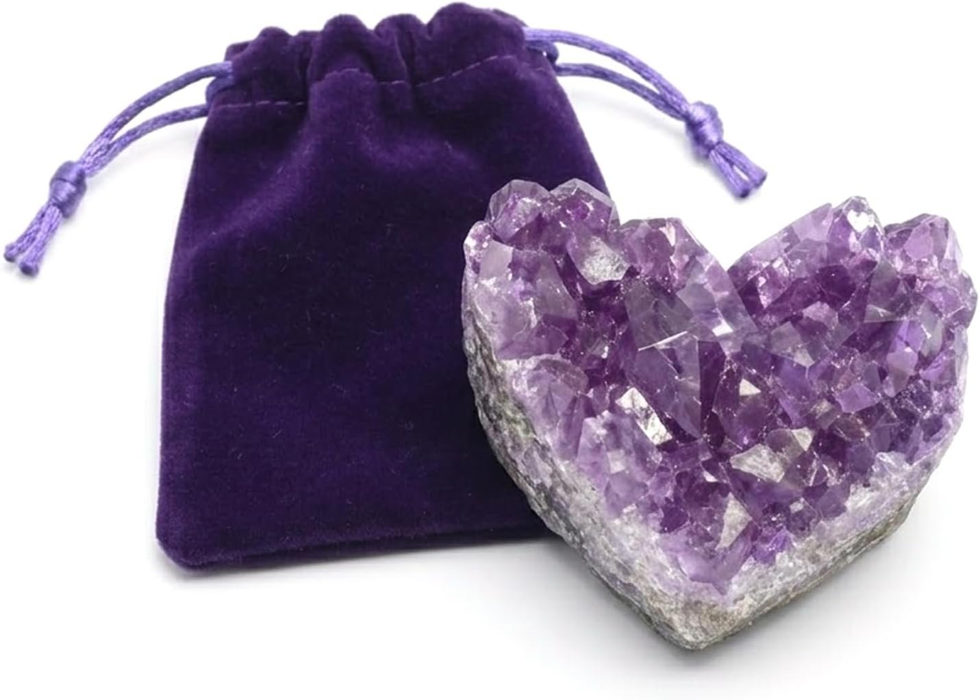 Amethyst Heart Cluster Natural Healing Crystals and Stones Geodes Valentine’s Day Gifts for Women Purple Room Decor Gemstones
