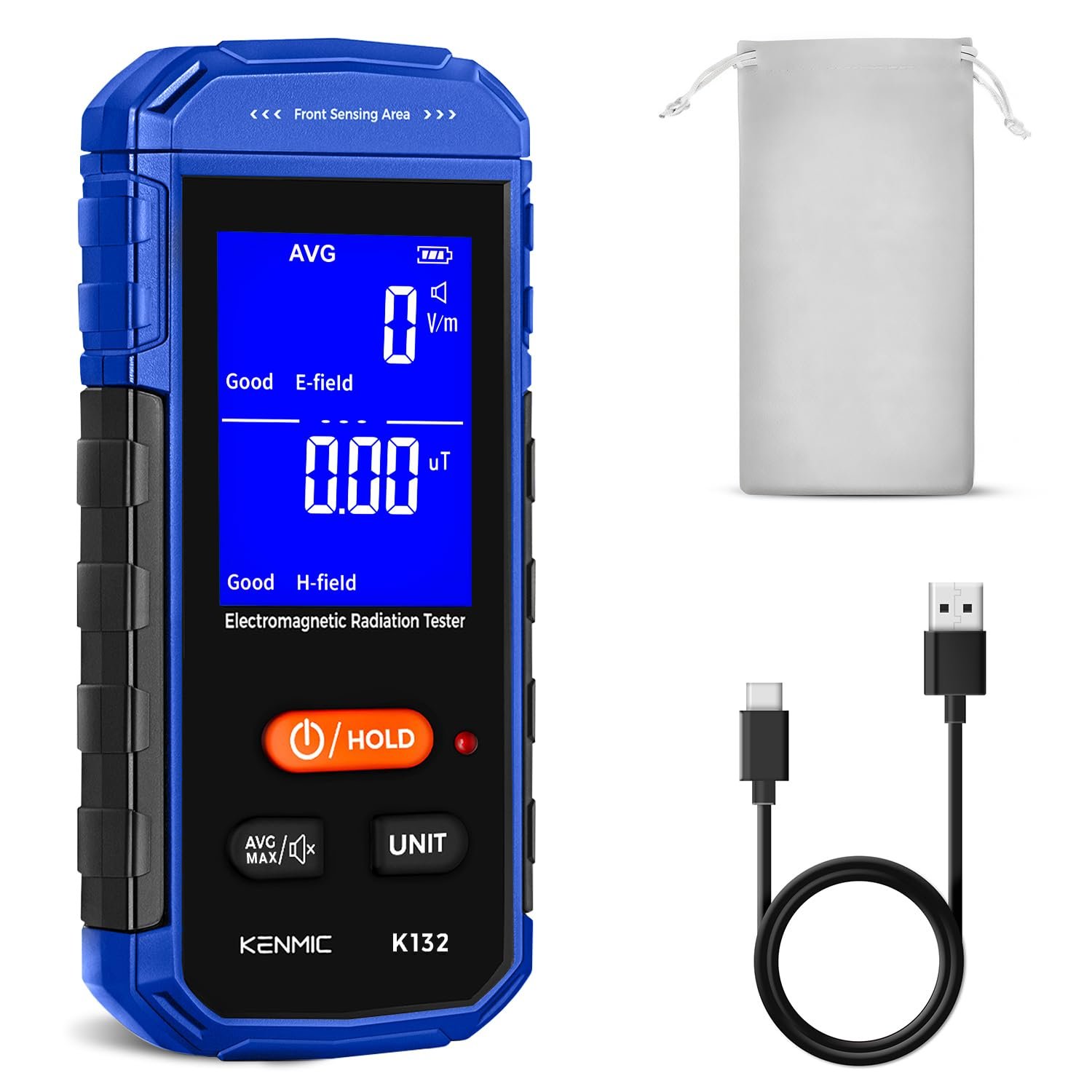 Rechargeable EMF Meter, Handheld Electromagnetic Field Detector with Digital LCD, Suitable for Home and Outdoors EMF Inspections, and Ghost Hunting – Blue