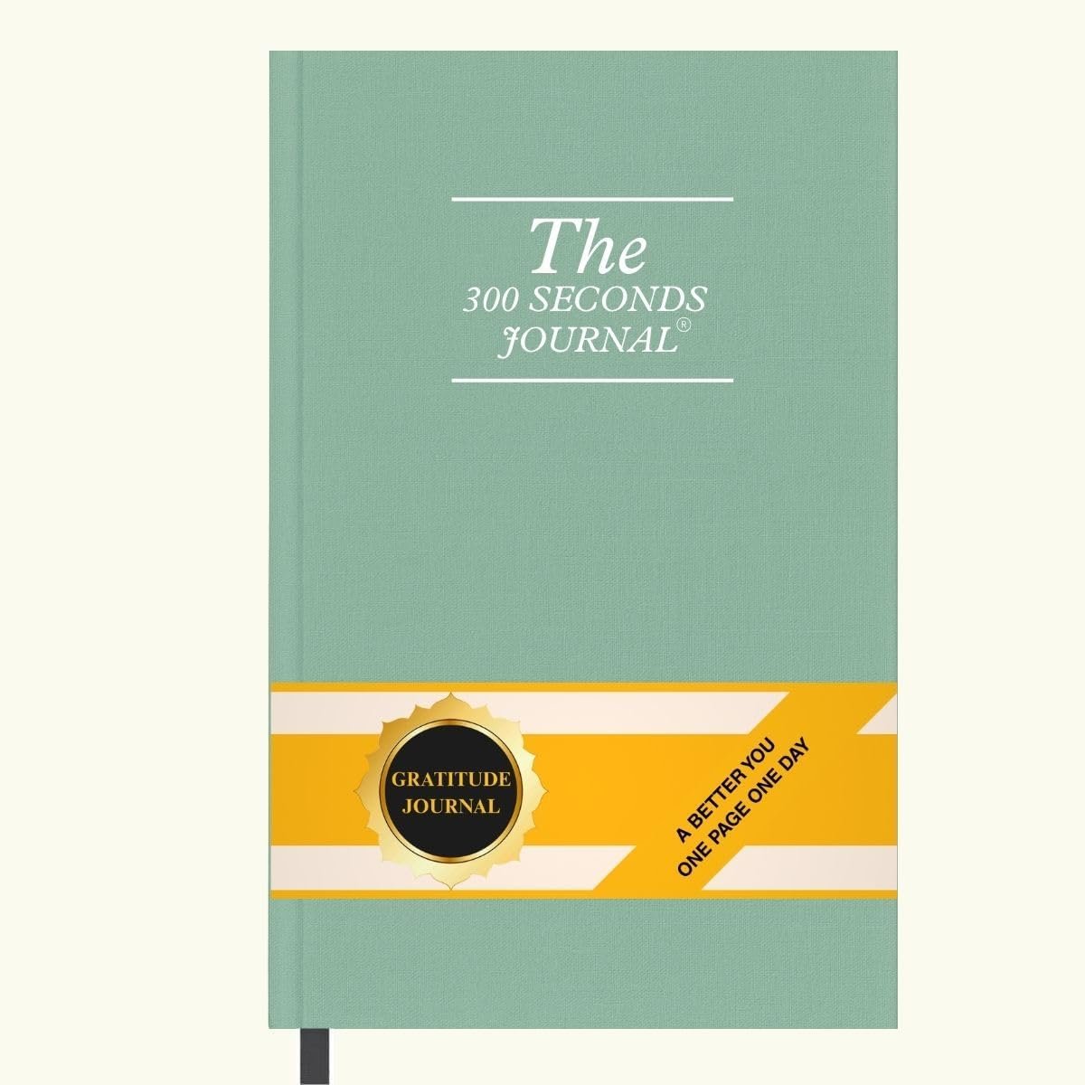Gratitude Journal for Women & Men – 300 Seconds Journal with Prompts for Mindfulness, Self Care & Positive Thinking, Daily Reflection, Light Green Linen Cover