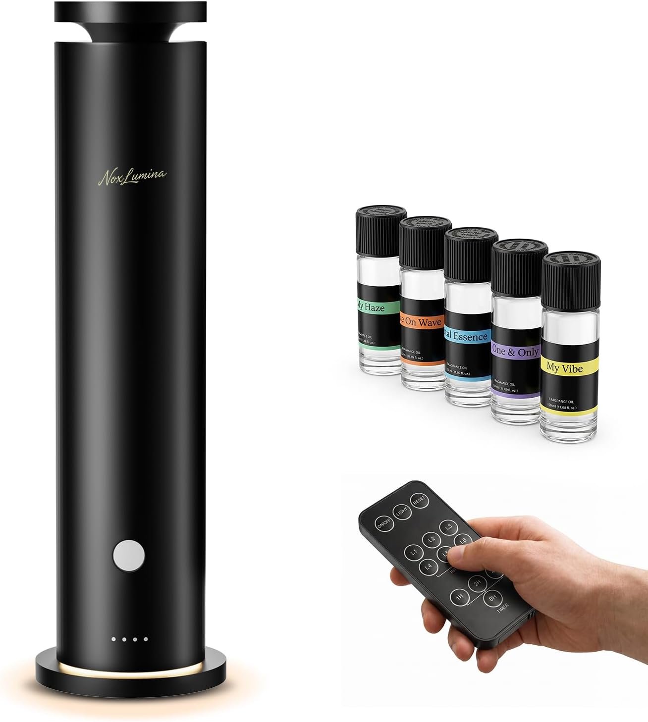 Waterless Diffuser Pro with 5 Scent Oils, Luxury Hotel-Class Essential Oil Diffuser Aromatherapy Machine with 1500 Sq Ft Cover, 6 Mist, 4.06Oz Diffusers for Home Large Room Hotel SPA – Black