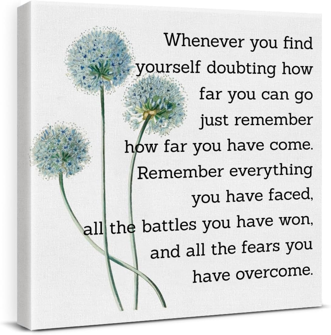 Motivational Quotes Wall Art Decor, Inspirational Graduation Decor Gift, Positive Canvas Posters Painting Artwork for Office Classroom Bedroom Home Decorations (8 X 8 Inches, Framed)