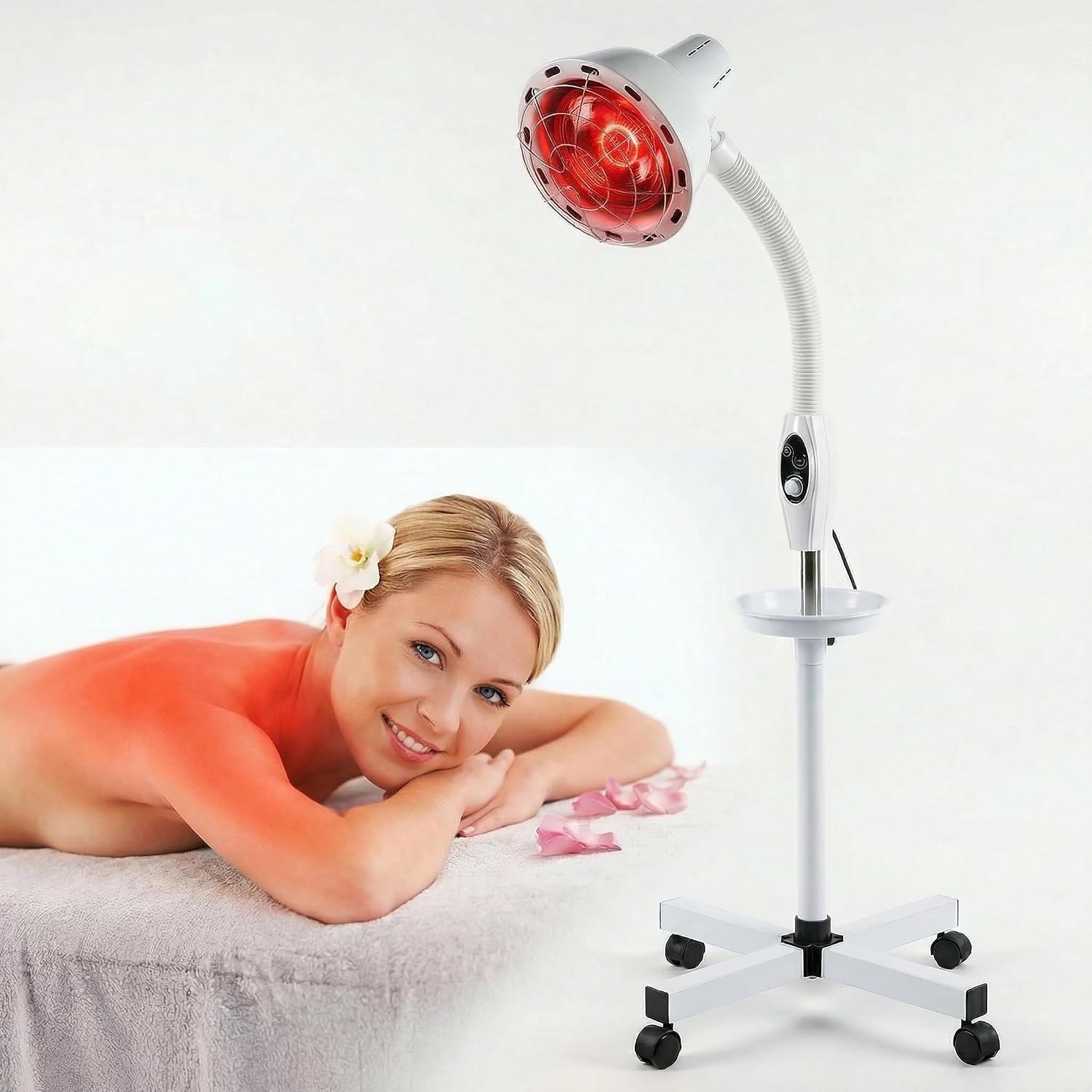 Infrared Heat Lamp, 275W Red Light Therapy Lamp – Near Infrared Heat Lamp with Adjustable Stand, Neck Shoulder Back Muscle Relaxation, Home Use