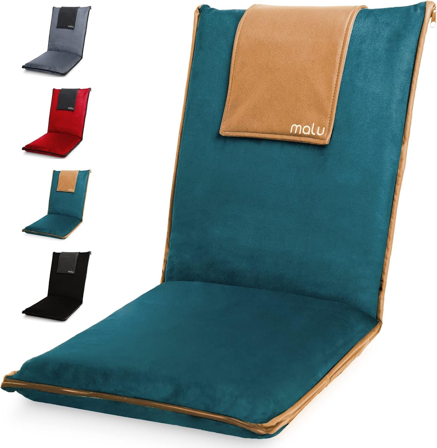 malu Padded Floor Chair w/Back Support – Japanese Chair Meditation Cushion, Comfortable Folding Backrest, Removable Easy Wash Cover (Chair, Extra Large, Forest Green)