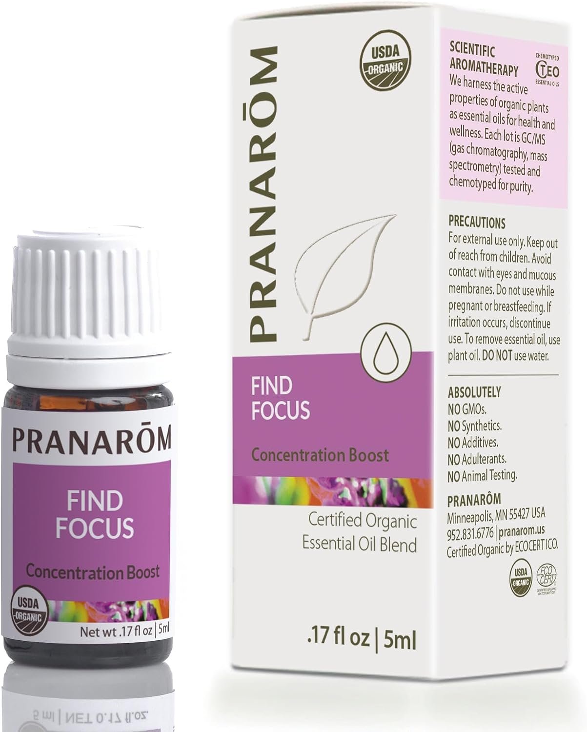 Pranarom – Find Focus Wellness Blend 5ml – Aromatherapy – Natural Focus – Certified Organic, Invigorating Citrus Aroma, Cruelty-Free, Easy Diffusion