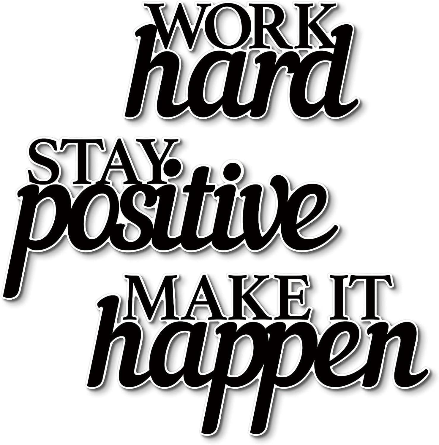 Putuo Decor Motivational Wall Decor Set of 3, Inspirational Wall Art “Work Hard Stay Positive Make It Happen” Positive Quotes Wall Decor for Home Office Dorm Classroom Decor
