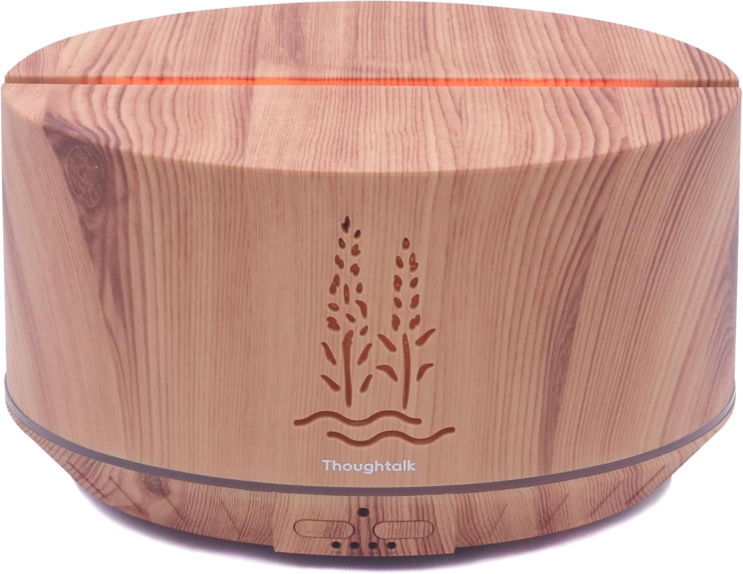 Ultrasonic Essential Oil Diffuser 500ml, Wood Grain Aromatherapy Diffuser with 7 Colors Flame Night Light, 32H Cool Mist for Home Bedroom Large Room Office