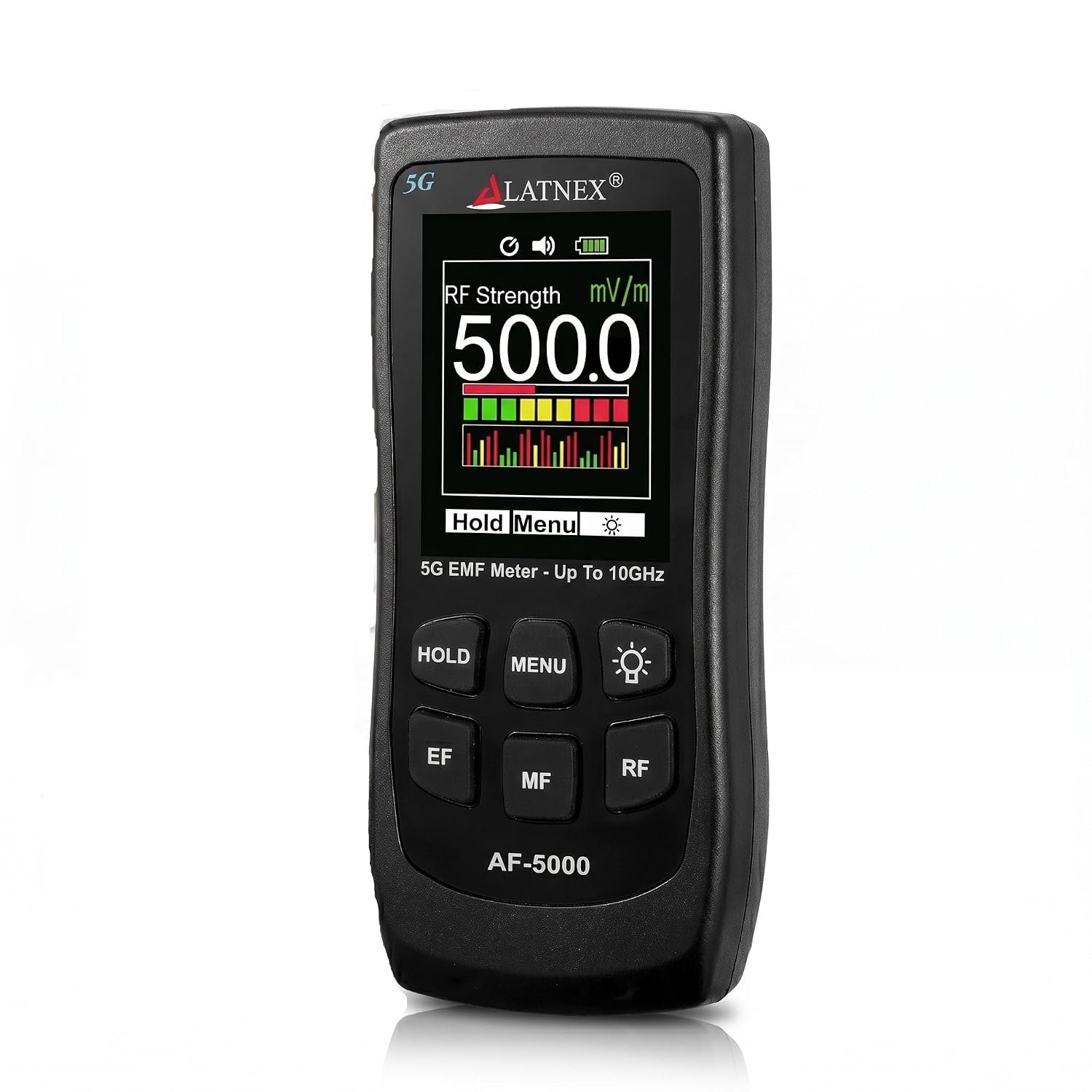 LATNEX AF-5000 5G EMF Meter RF Detector Tester and Reader with Calibration Certificate – Tests and Measures RF and Microwaves, 3-Axis Gauss or Tesla Magnetic Fields and Electrical ELF Fields