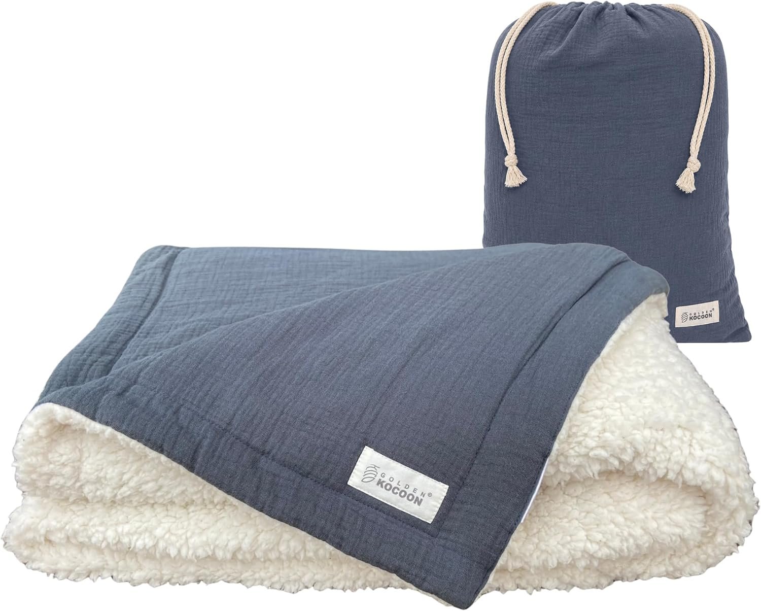 Golden Kocoon® E.M.F Sherpa Blanket- Organic Cotton with EcoMesh™ Silver Tech