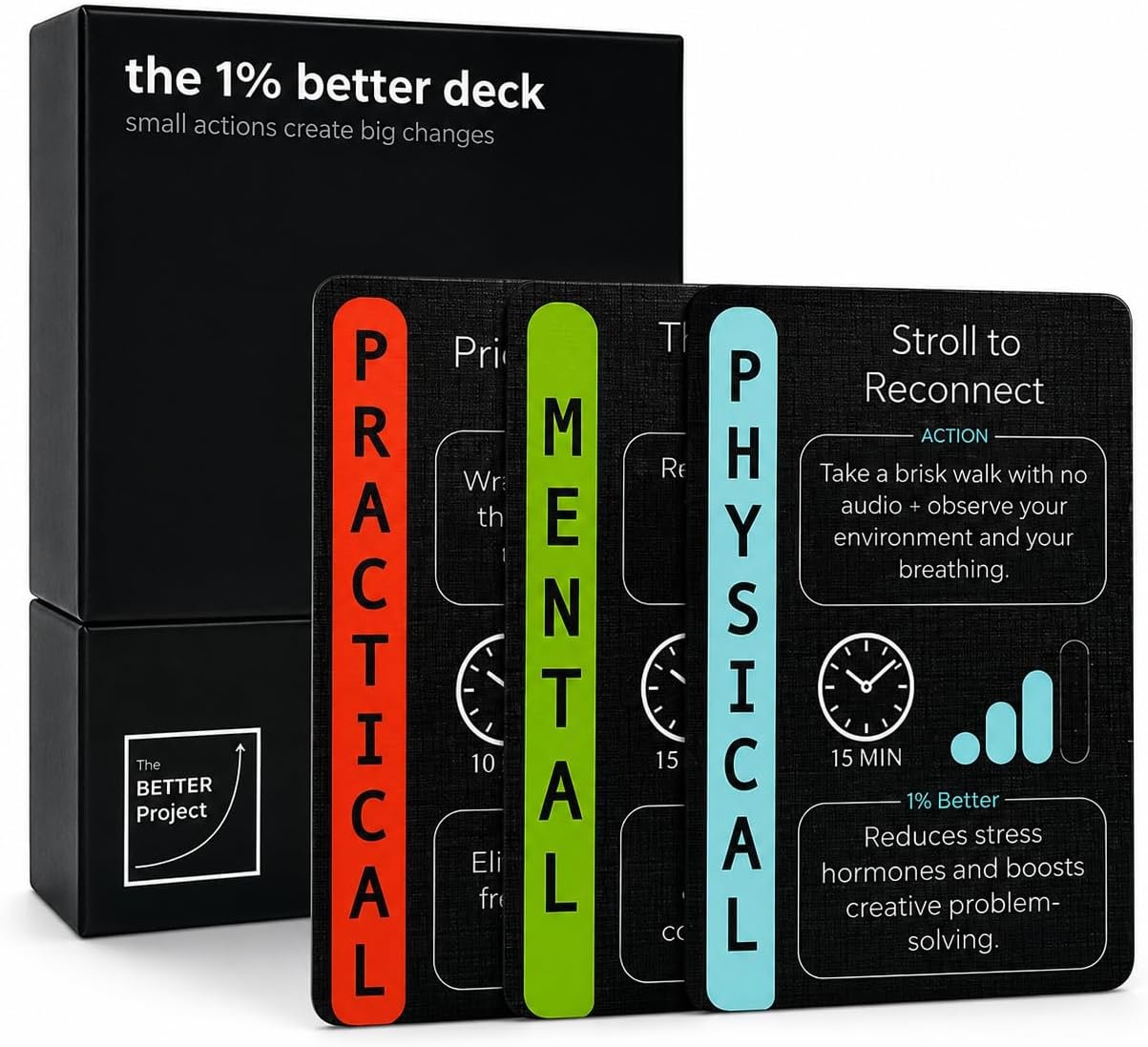 Daily Self Improvement Cards for Discipline, Productivity, Motivation & Mindset – The 1% Better Deck