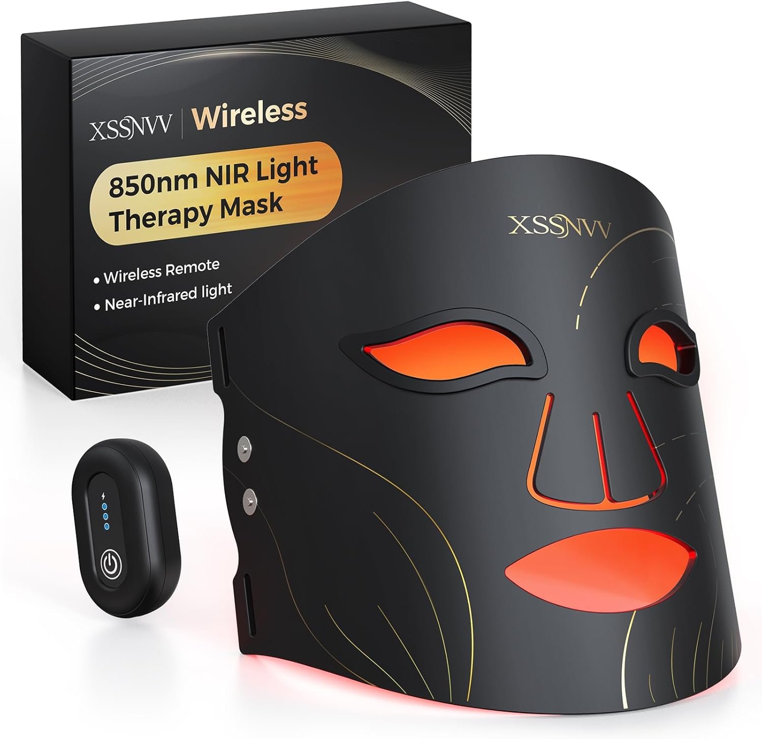 Wireless Red Light Therapy Face Mask, 850nm NIR, Red/Blue Led Light | 4 Modes, 272 LEDs, 27mW/cm² Power, Full Face Coverage, 10-Min Timer, Rechargeable, Home Use, visible results in 4 Weeks