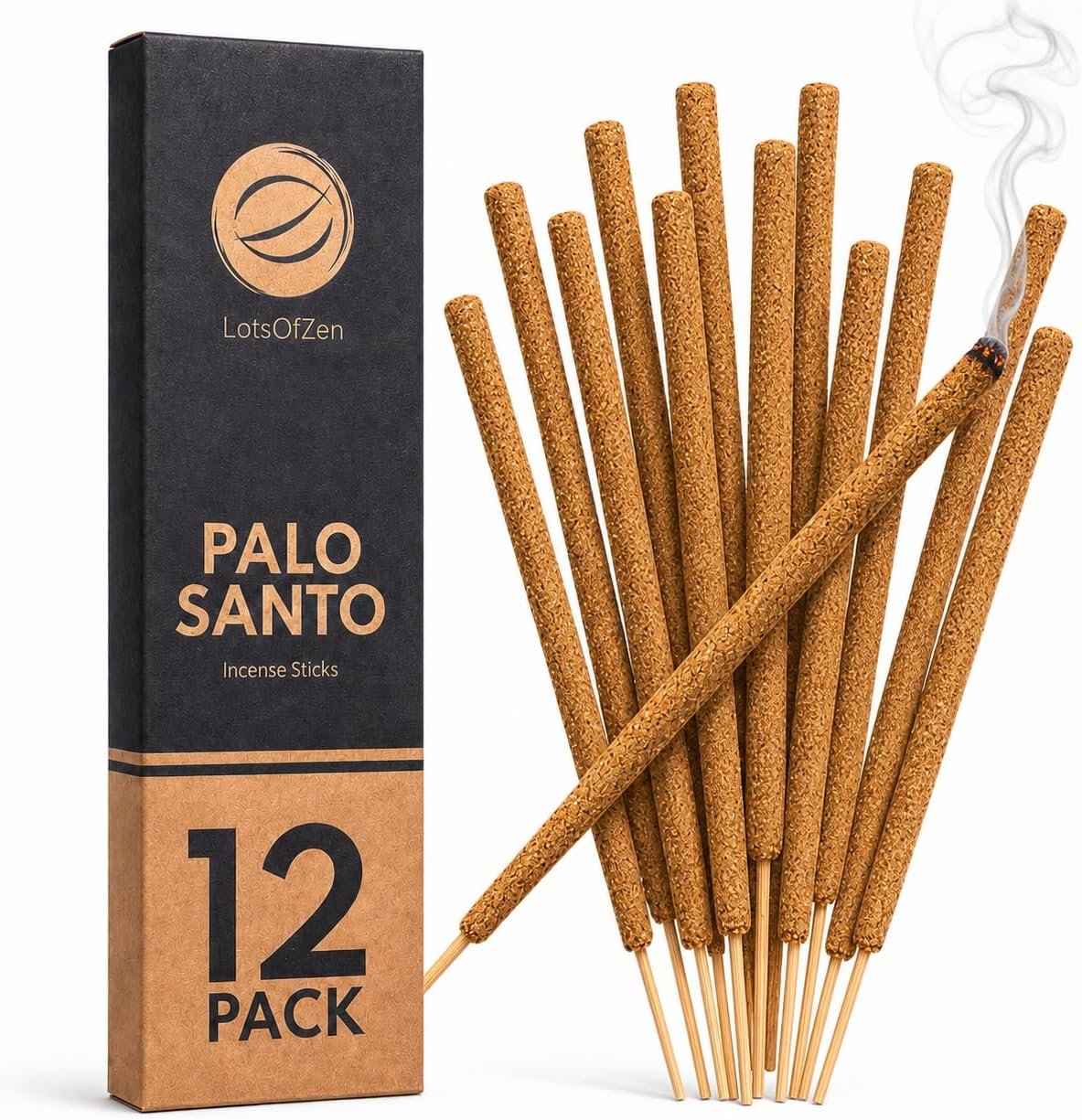 Thick Palo Santo Incense Sticks, 12 Pack Large Handmade Sticks of 8 inch | Long Burning Peruvian Cleansing Incense for Meditation, Yoga and Home Rituals