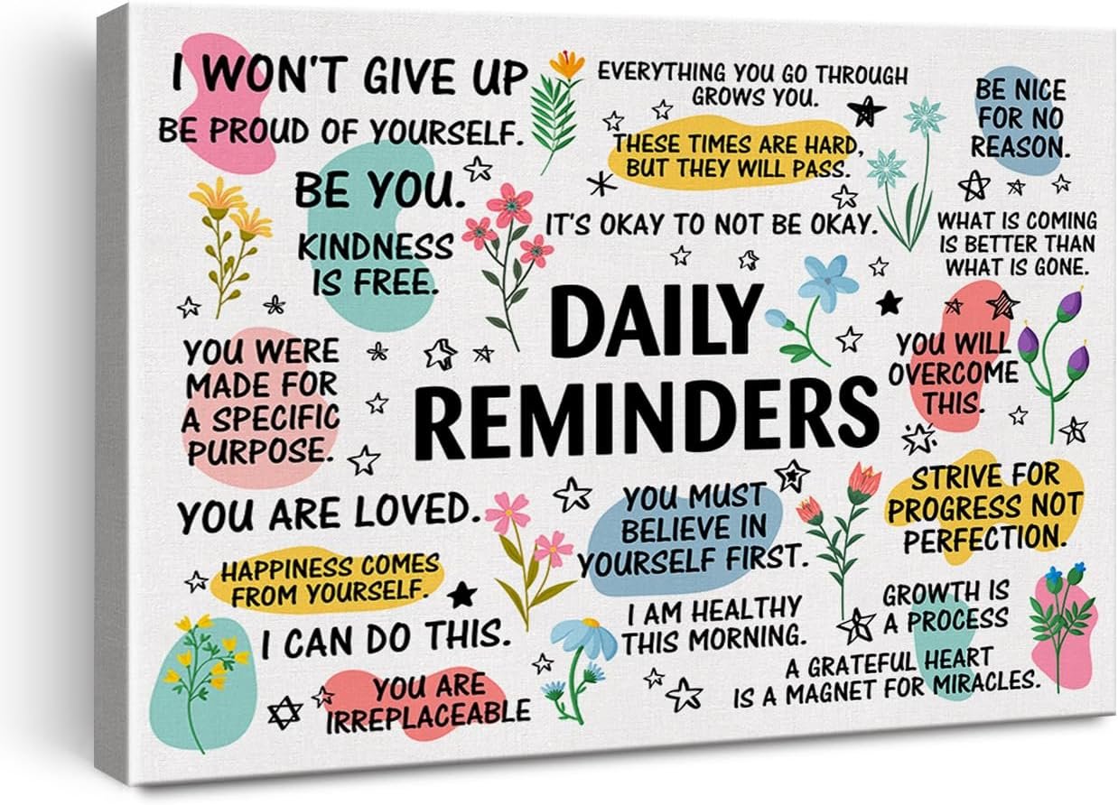 Hijie Inspirational Wall Art Decor Motivational Framed Poster 11.5×15 Inch | Positive Affirmation Wall Decor, Daily Reminders, Encouragement Office Home Print Painting, Easel and Hanging Hook, Canvas