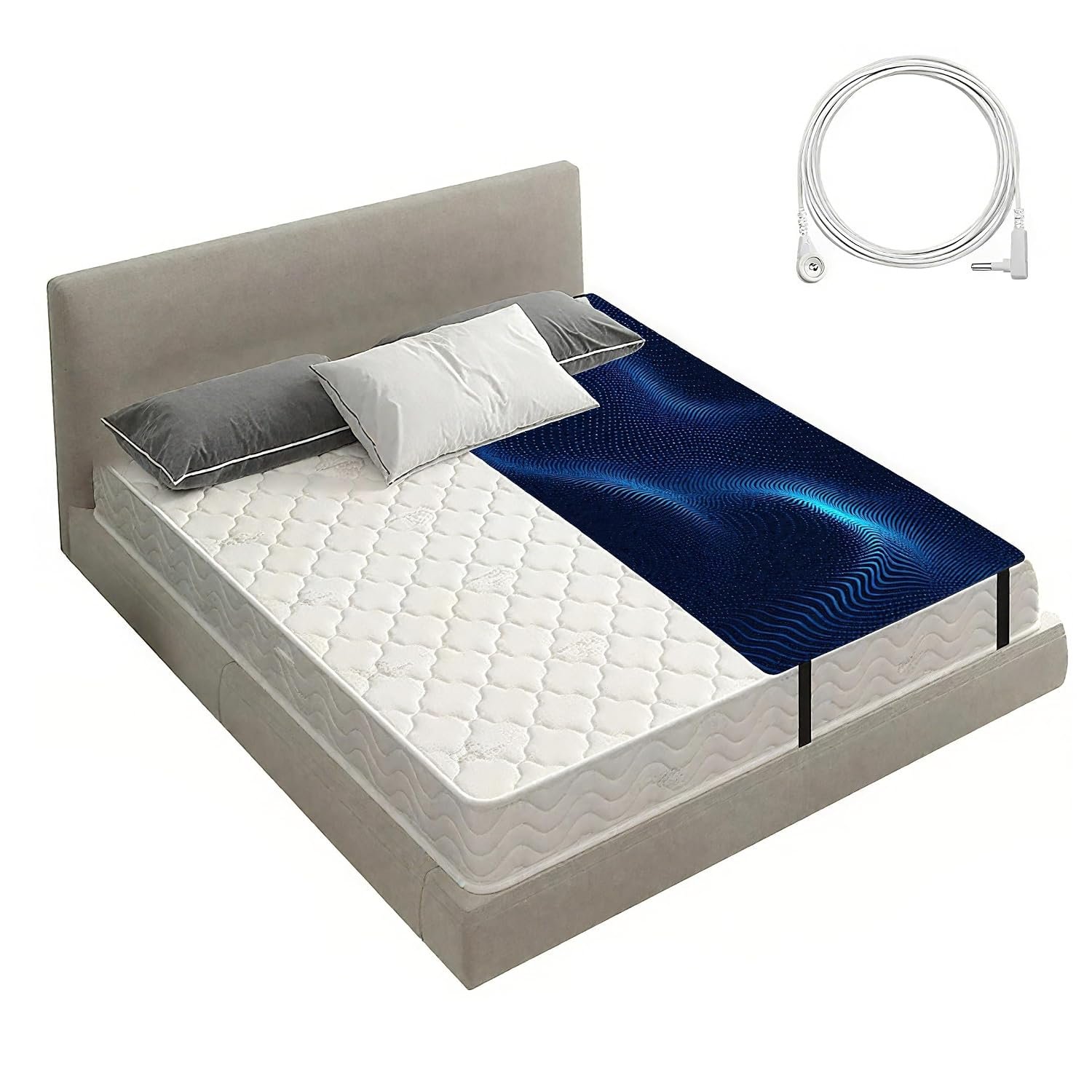 Grounding Mat for Bed with Anti-Slip PU Leather, 27″*76″, Black | Grounding Pad with Grounding Cord, Conductive Earthing Mat Bed for Improve Sleep Relieve Stress, Fits Twin Size Bed