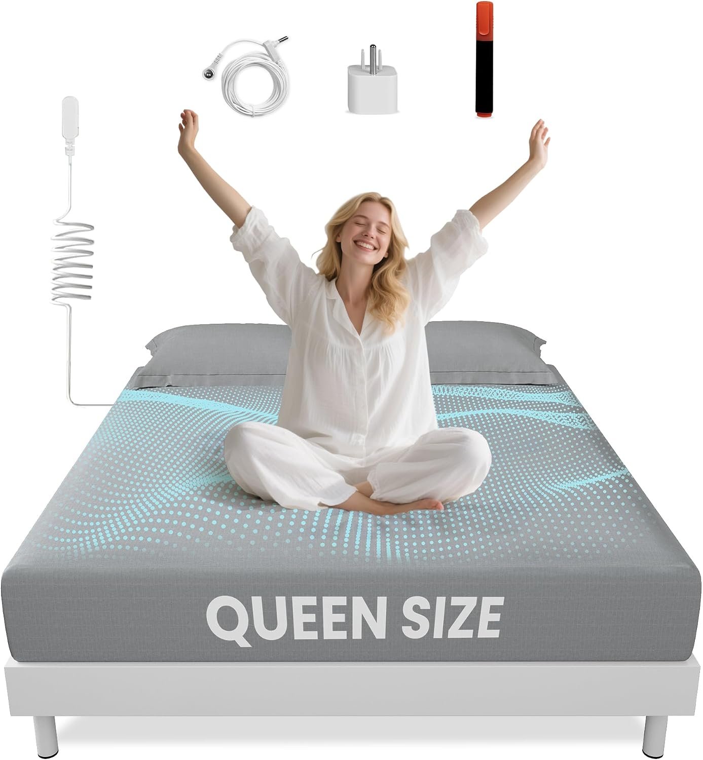 Grounding Sheets Grey Queen Size – 90% Organic Cotton + 10% Pure Silver Fitted Bed Sheet for Earthing – 400 Thread Count Deep Pocket Grounded Bedsheets – Improved Sleep Down to Earth Bedding