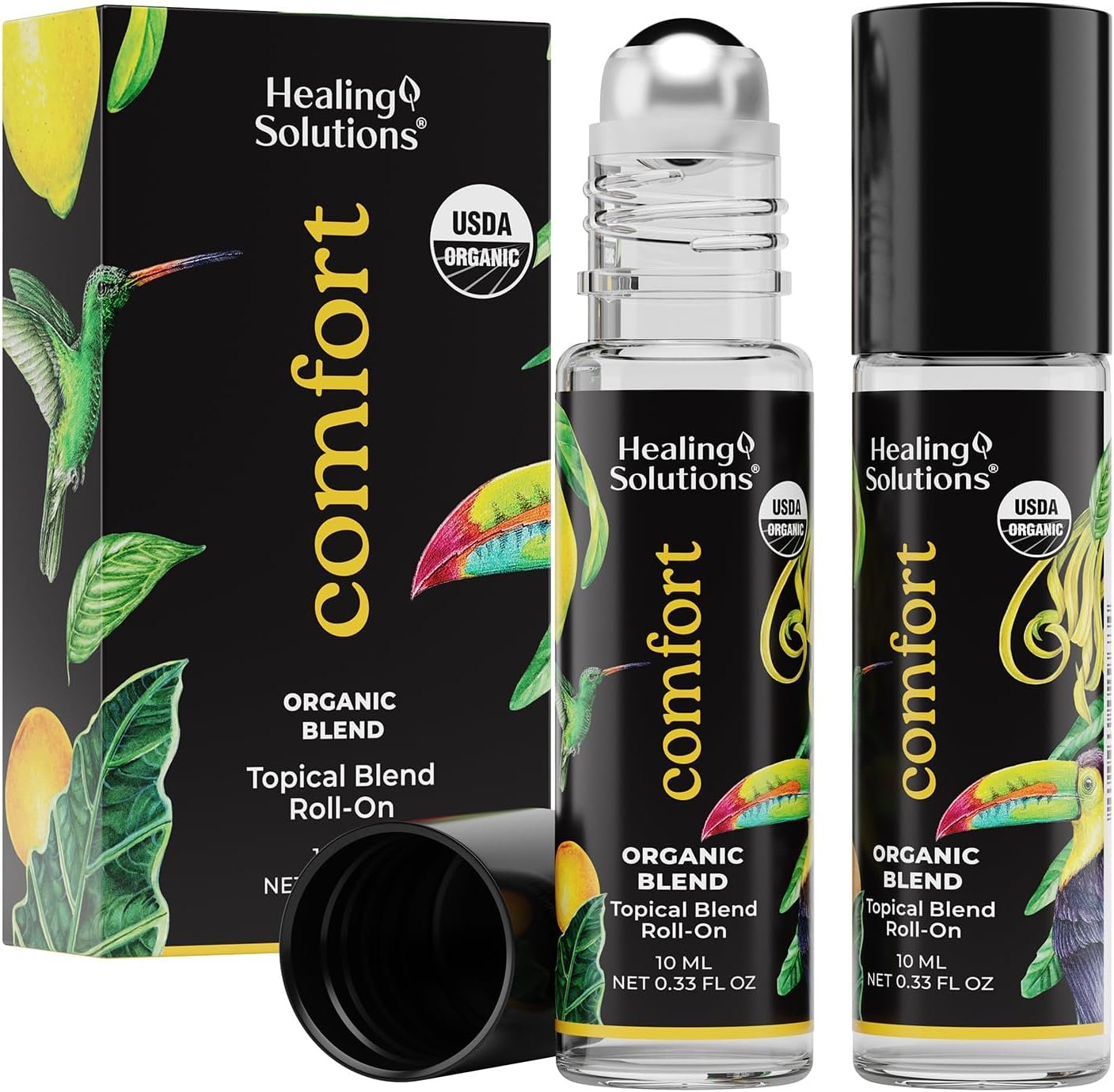 Healing Solutions (2 Pack) Comfort Essential Oil Roll-On, Perfume – Stress Ease Essential Oil Roller – Self Care Organic USDA Certified Present for Women – Roll On Perfume