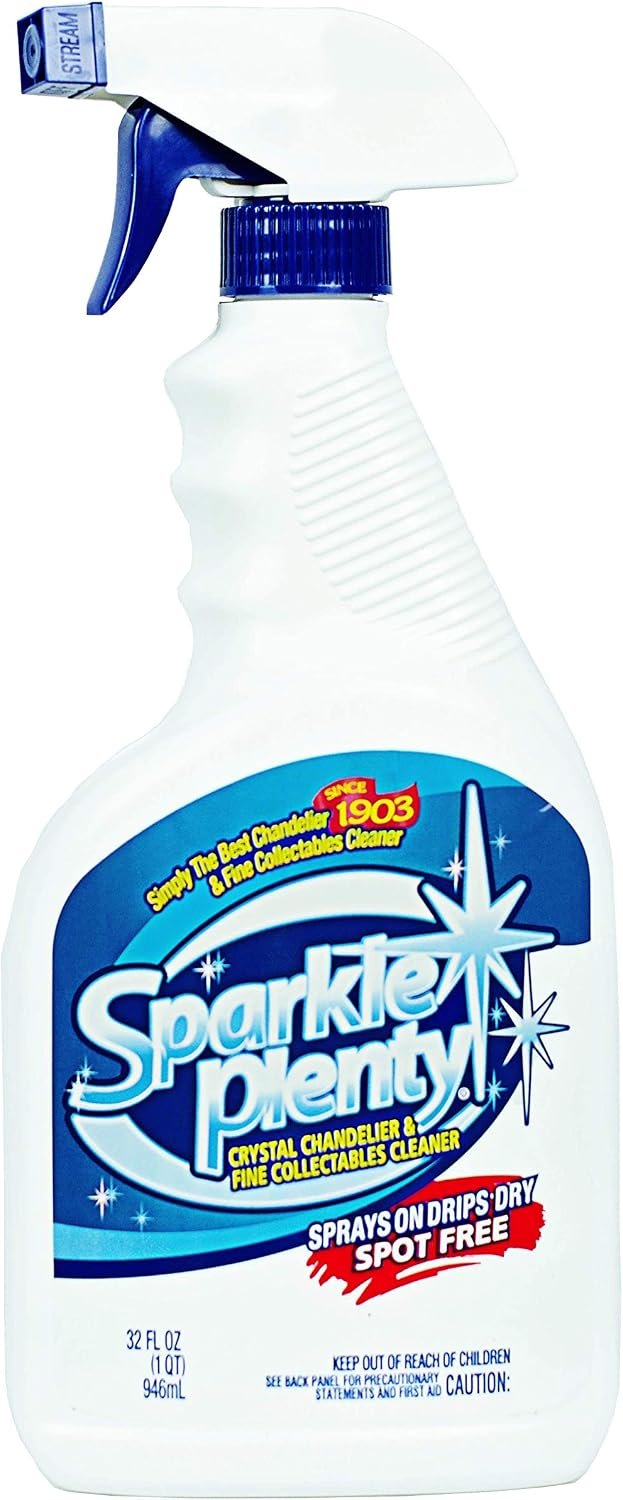 Sparkle Plenty Crystal Chandelier Cleaner Spray | Drip Dry | Home Cleaning Supplies | Crystal Cleaner | Fine Collectables Cleaner | Glass Cleaner | Figurine Cleaner | 32 fl oz