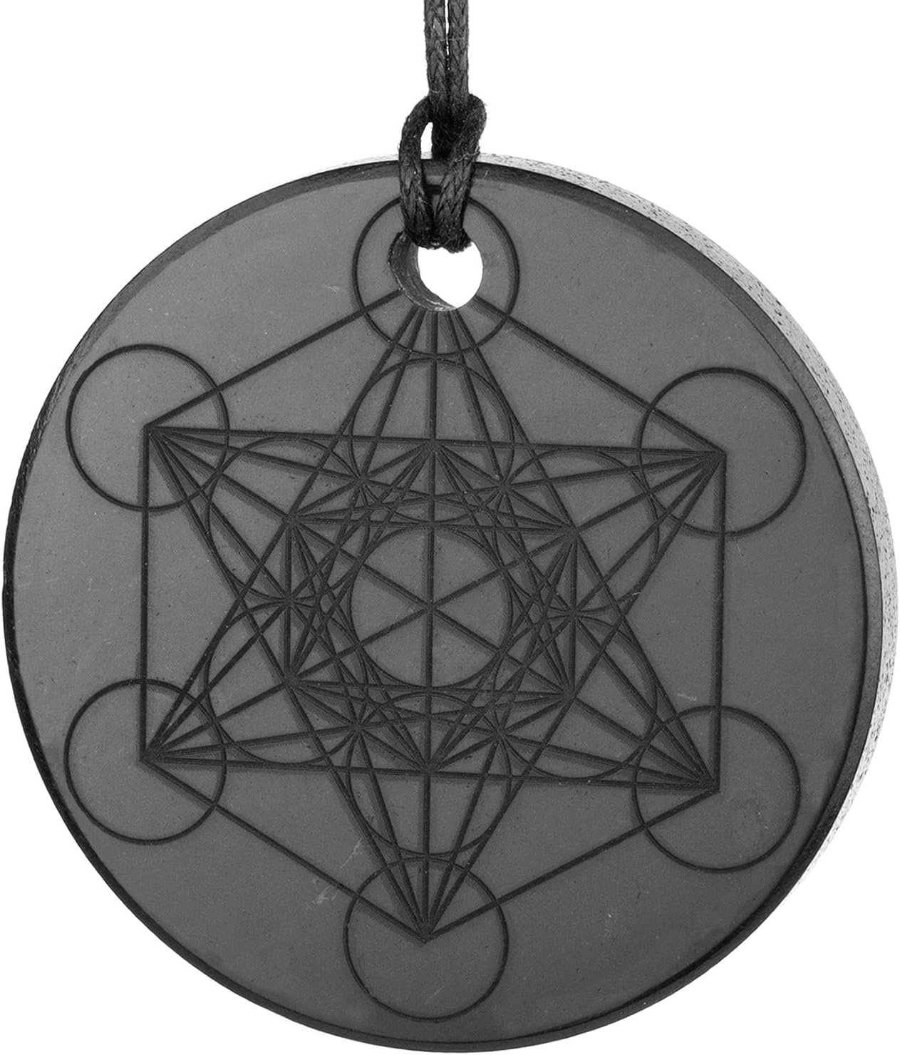 Shungite Pendants, Necklace and Amulets – Made of Authentic Russian c60 Stone – Engraved – 1.4 inches – Round Shape