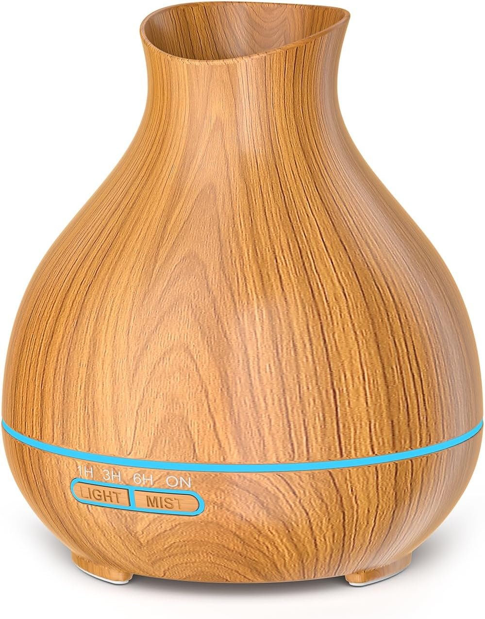 Aromatherapy Essential Oil Diffuser 550ml 12 Hours Wood Grain Aroma Diffuser with Timer Cool Mist Humidifier for Large Room, Home, Baby Bedroom, Waterless Auto Shut-off,7 Colors Lights Changing