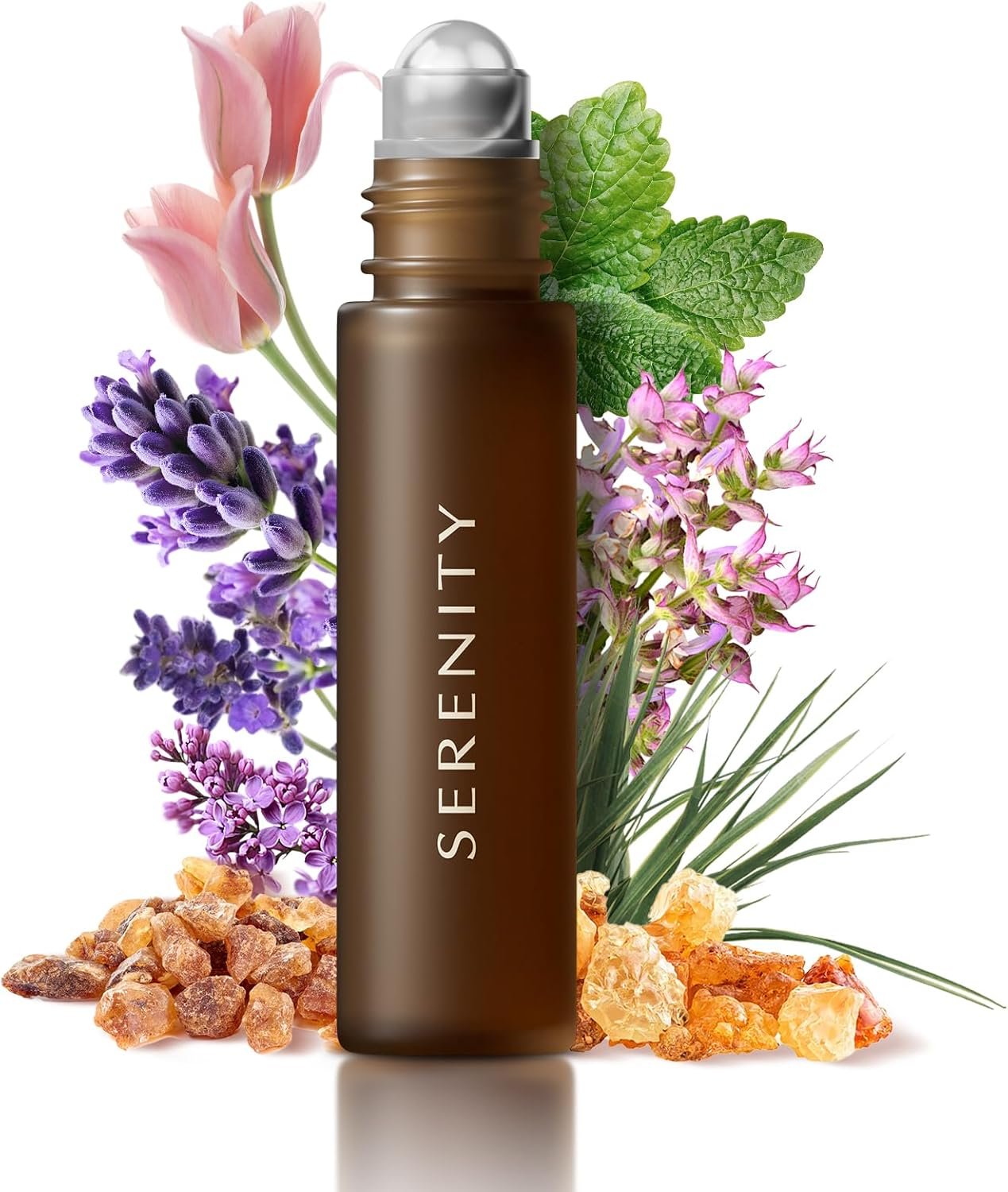 Serenity Calming Roll-On Essential Oil Blend for Stress Relief – with Lavender, Frankincense & Myrrh – 10ml Travel Size, Prediluted & Skin-Safe for Relaxation & Aromatherapy