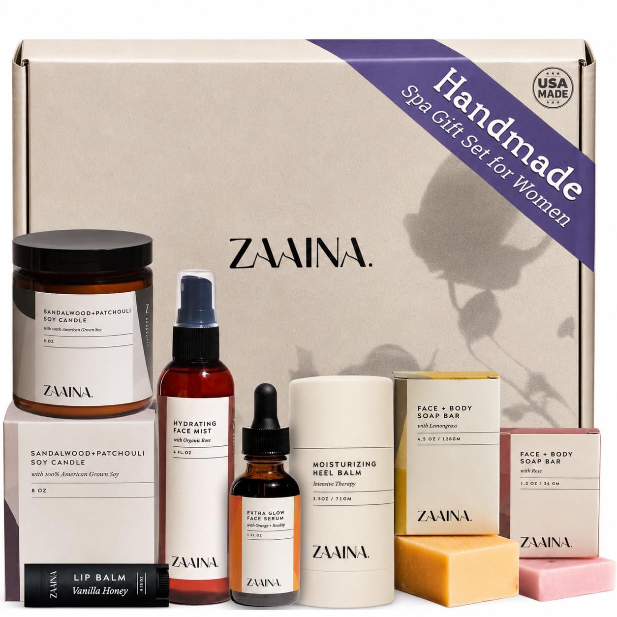Luxury Spa Gift Basket for Women – Self Care Gifts, Relaxation & Pampering Spa Set, Birthday Gifts for Women, Bath & Body Care Package – USA Made (PREMIUM Spa Set w/ Sandalwood Candle)