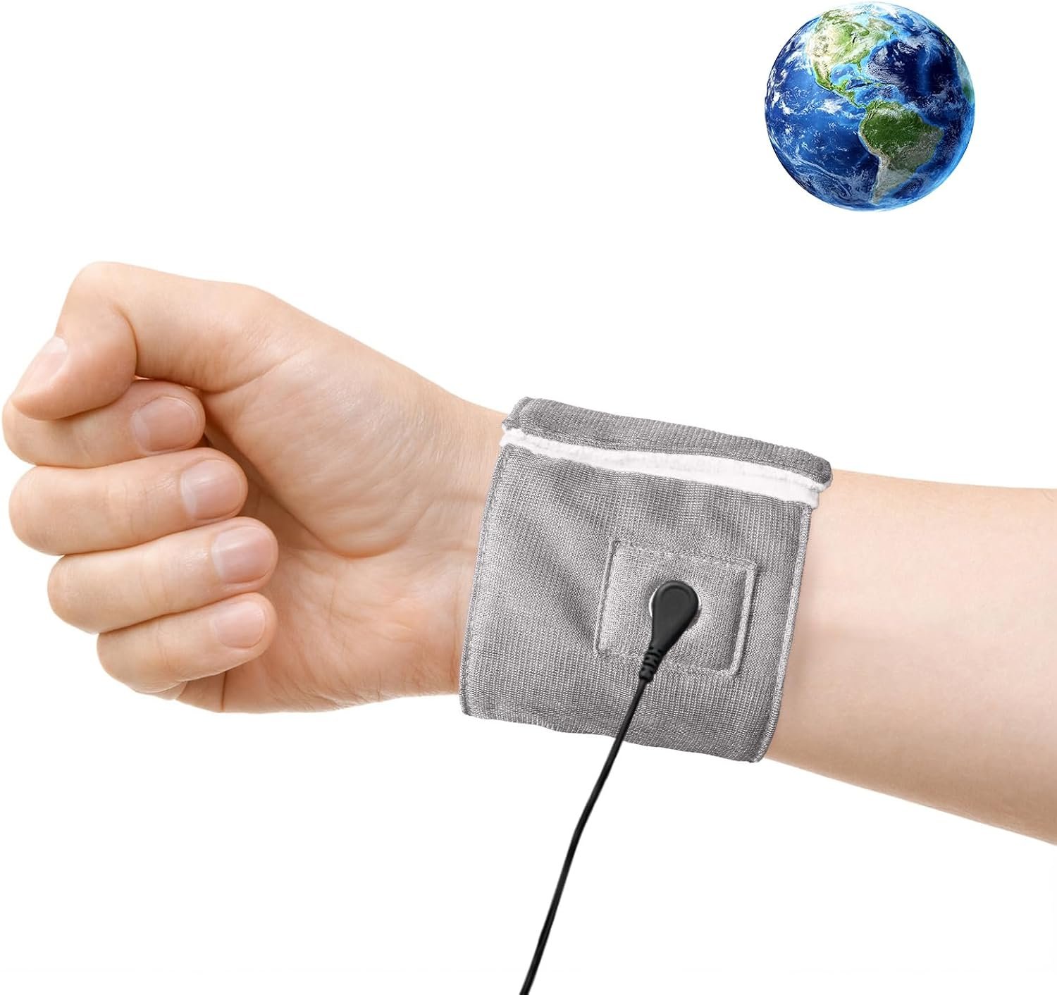 Grounding Wristband with 15 Ft Cord, Grounding Therapy Wrist Strap Earth Connected Wrist Band Improve Sleep Reduce Stress (2.8” x 10.2”)