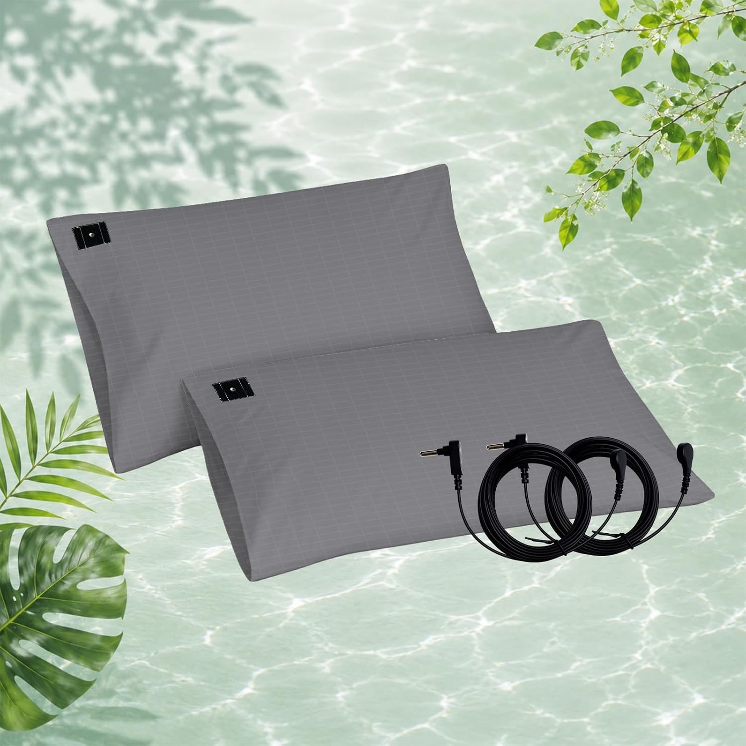 2PCS Grounding Pillowcases with Grounding Cord, Cotton and Sliver Fiber for Better Sleep, Pain Relief, Inflammation (Gray, 20x30in, 2pack)