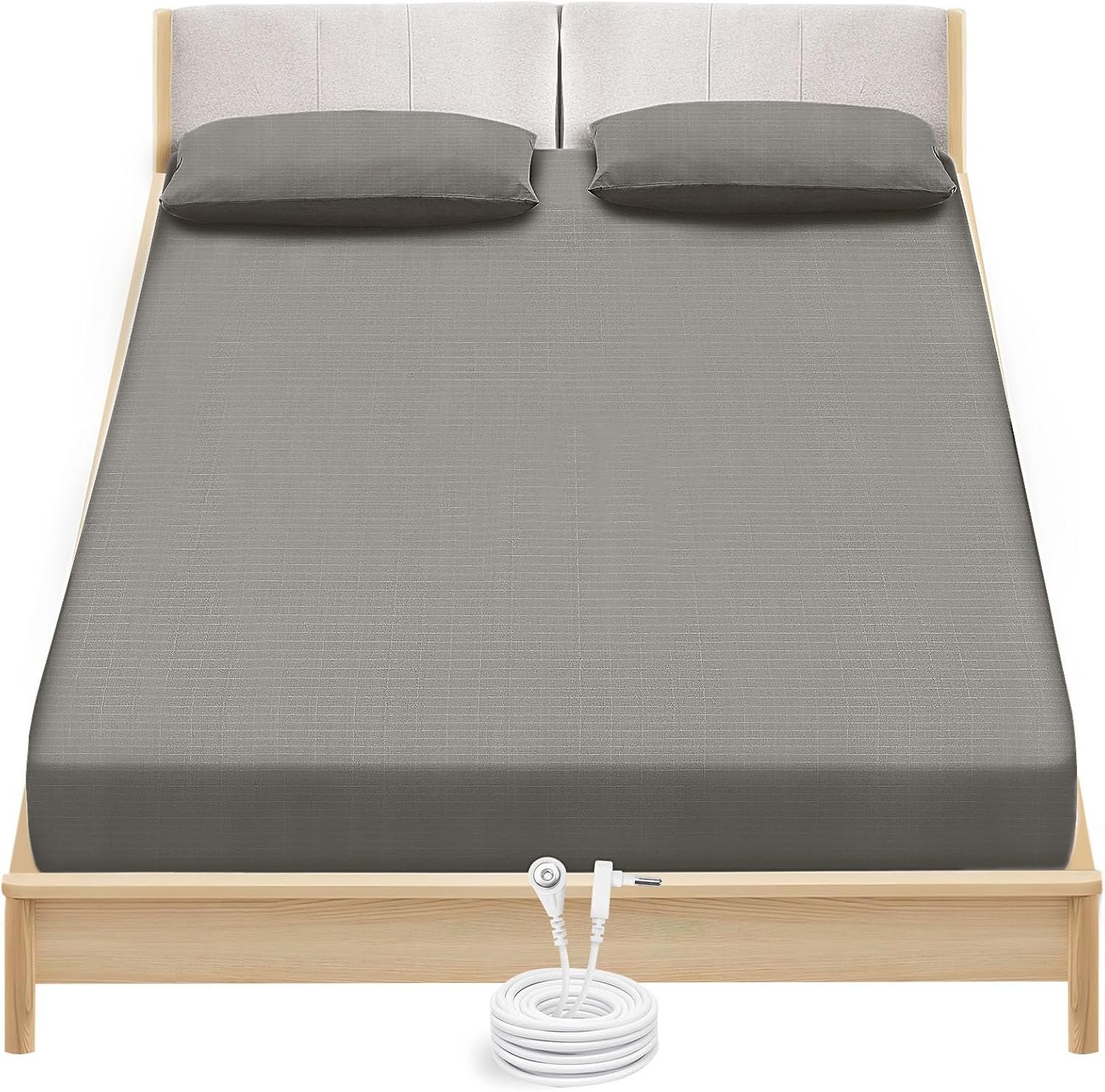 Grounding Sheets King Size – Organic Cotton and Silver Fiber Grounding Fitted Sheet with Grounding Cord Deep Grey Color 80×78 Inch Size