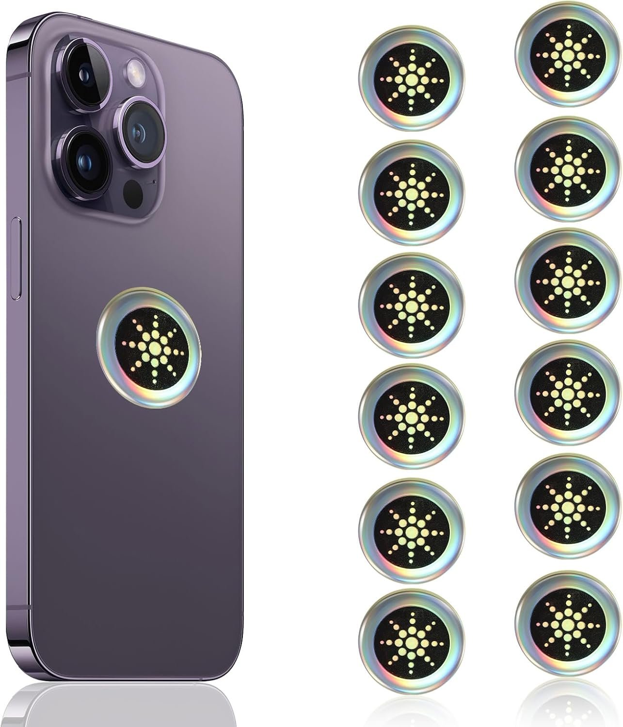 Andibro 12 PCs Silver Phone Protection Stickers Neutralizers for Smart Phones/Tablets/Laptops/Computer/WiFi/Priner/TV Electronic Devices Stickers (Silver)