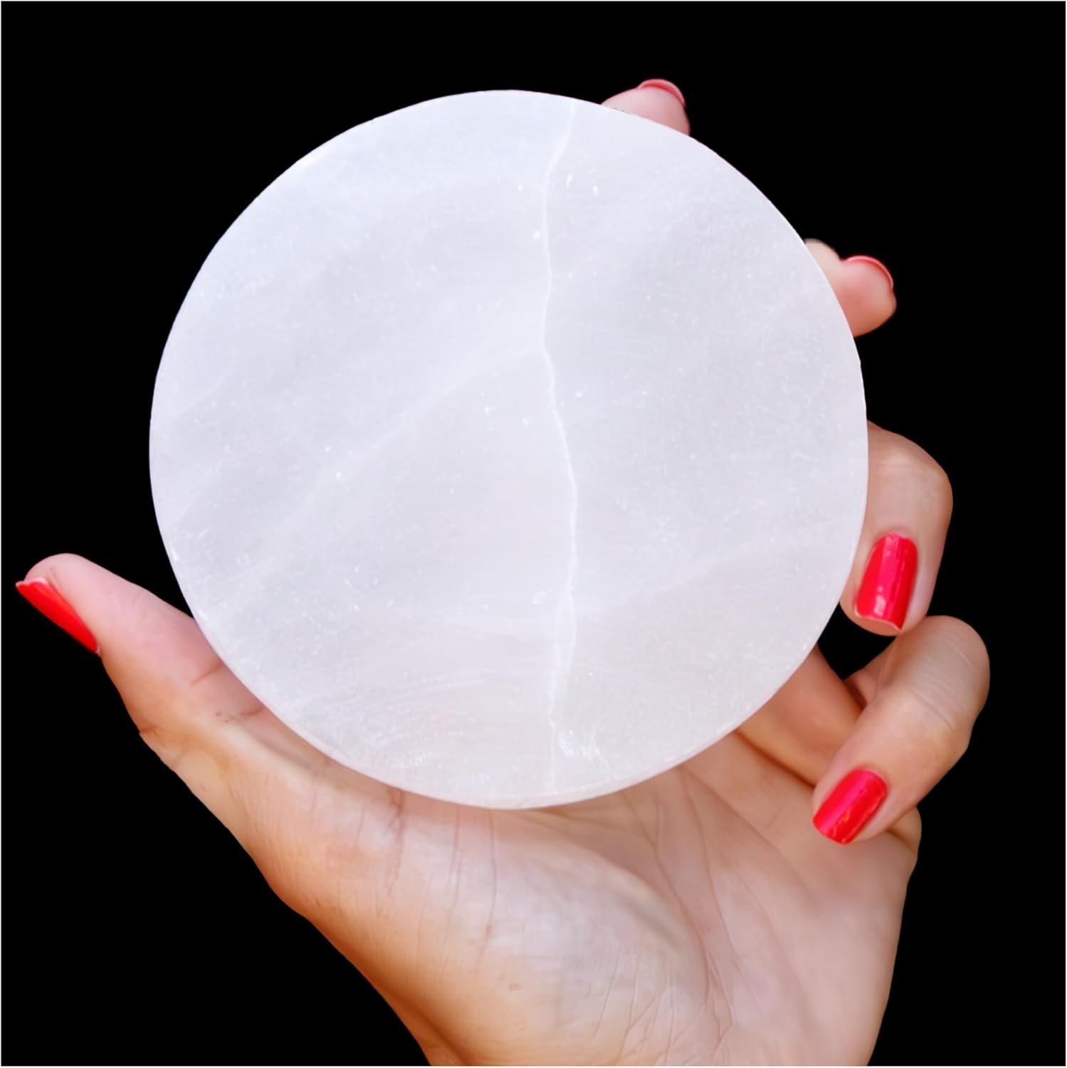 Om Zone Selenite Charging Plate for Cleansing Crystals & Healing Stones, Meditation, Reiki, Protection Crystals, Spiritual Gift (1, 4″ Round)