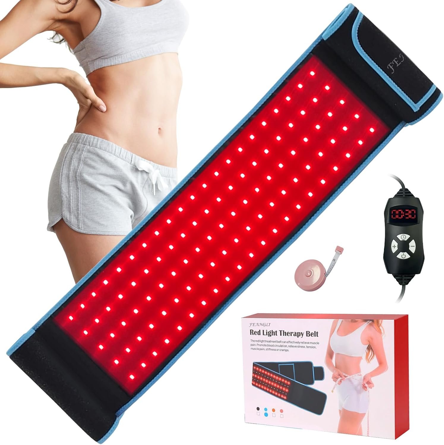Red Light Therapy, Infrared Light Therapy for Body Waist Back Shoulder Leg Knee Muscle Relief, LED 3 Chips in 1 660nm 850nm Wearable Large Red Light Belt with Timer Remote, Ideal Gift for Woman Man