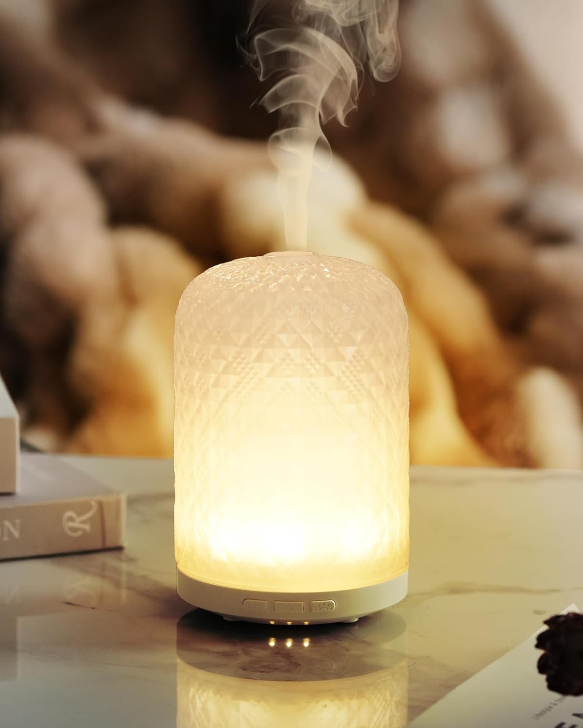 Essential Oil Diffuser – 2.4MHz Ultrasonic Glass Diffuser with Pulse/Continuous Mist & Night Light, Waterless Auto-Off, Silent Aromatherapy Diffuser for Home, Office, Yoga, Spa, Gifts & Home Decor.