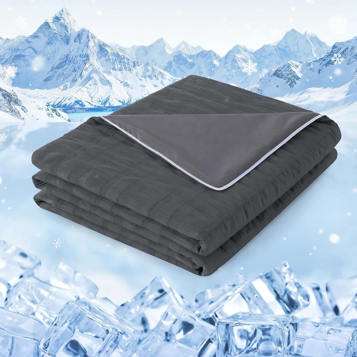 GEMBED Cooling Blanket Twin Size – Summer Cooling Blanket for Hot Sleeper, Double-Sided Design Cold Blanket Thin Lightweight Breathable for Night Sweat Bed Couch Sofa – Grey, 60″x80″
