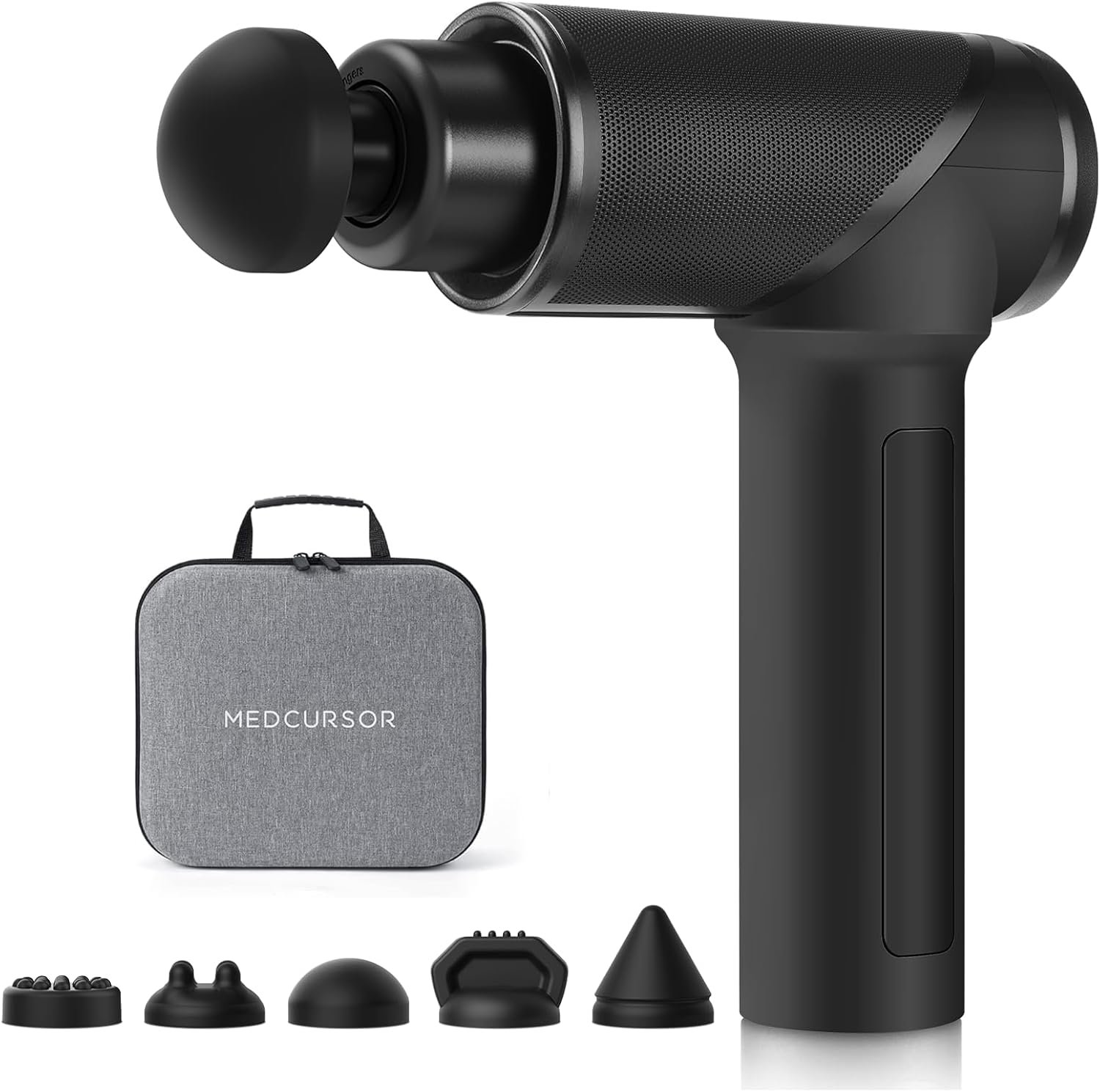Medcursor Massage Gun – High Intensity Brushless Motor, Handheld Percussion Deep Tissue Massager with 6 Massage Heads for Sore Muscle and Stiffness, Gifts for Father/Dad (Black)