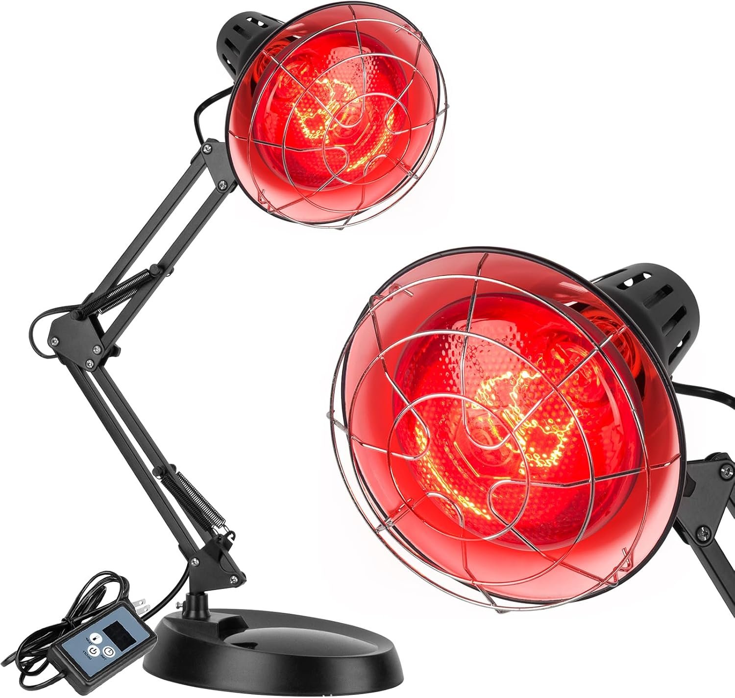 Infrared Heat Lamp with Timer, Red Light Therapy for Body Muscle Joint PainRelief, 150W Near Infrared Lamp with Sturdy Adjustable Base