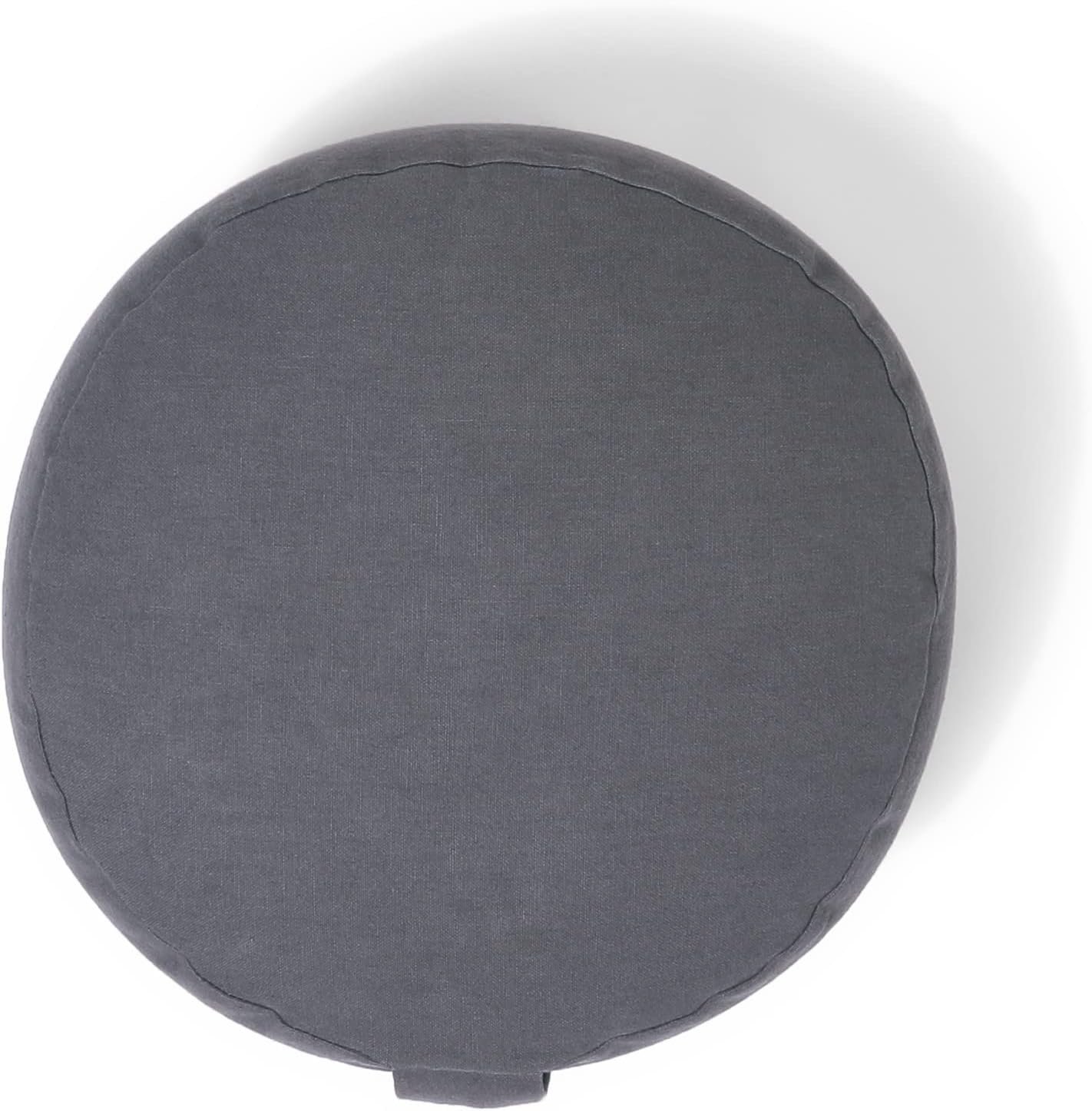 renoo Round Organic Meditation Cushion Zafu – Buckwheat Meditation Pillow for Yoga and Mindfulness – Adjustable Height – Floor Cushion – GOTS Certified Cotton Washable Cover – 13×7 – slate