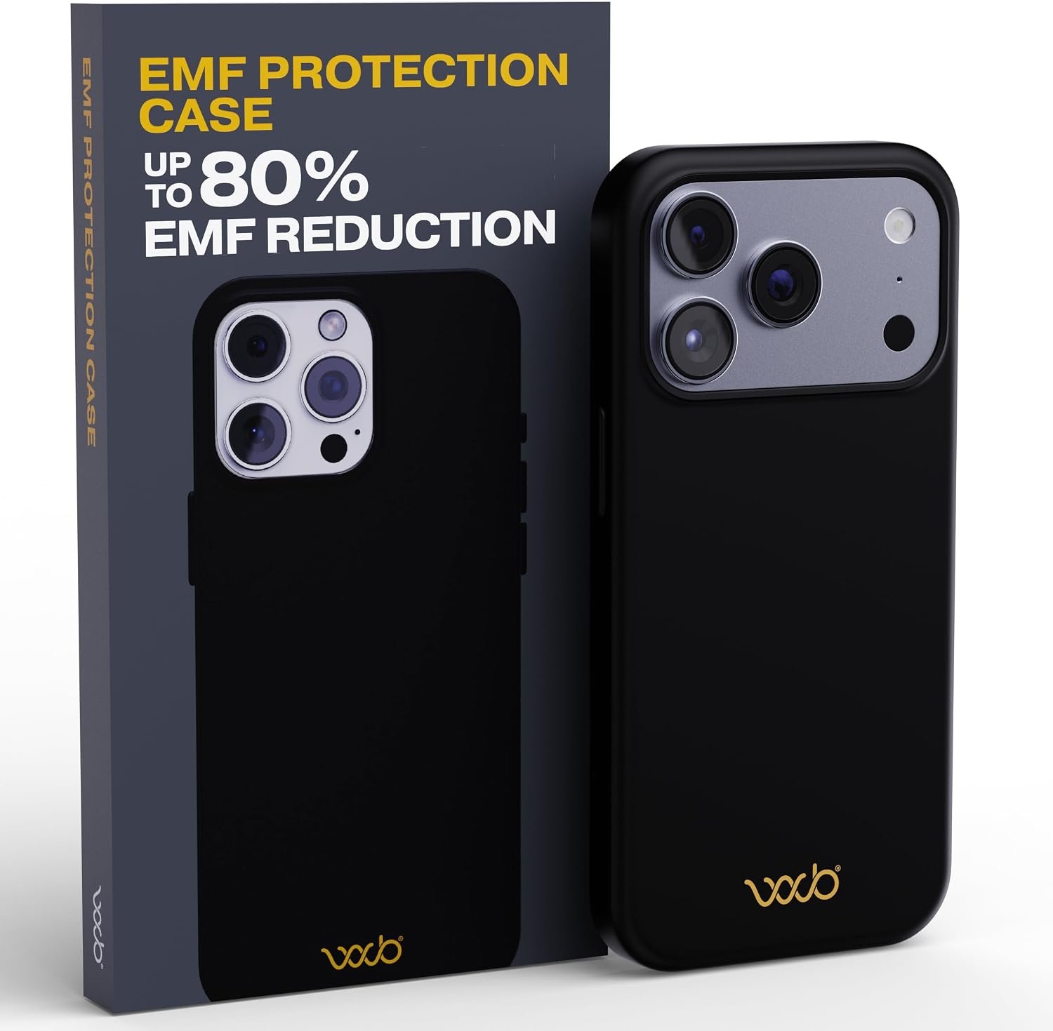 WAVEBLOCK EMF Protection Silicone iPhone Case Compatible with iPhone 17 Pro, Radiation Blocker, 5G Shield Reduction, Lightweight, USA Patented and Tested in FCC Lab, Black