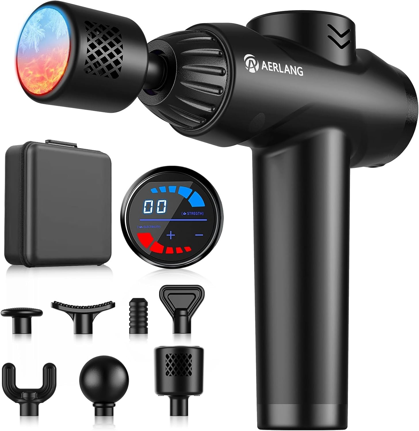 AERLANG Massage Gun with Heat and Cold,Massage Gun Massage Gun Deep Tissue | Back Massager for Pain Relief,Percussion Muscle Massager,Handheld Messager with 7Heads&Silent 20speeds Smart LCD