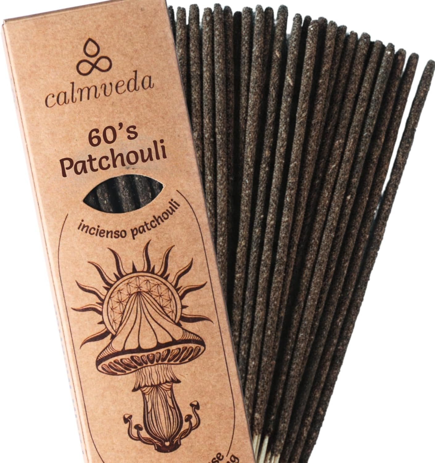Authentic 60s Patchouli Incense Smudge – for Grounding Energy (24+ Sticks, 9 Inches) Thick Natural Incense Sticks Made with Indonesian Patchouli | Healing Herbal Incense for Daily Smudging